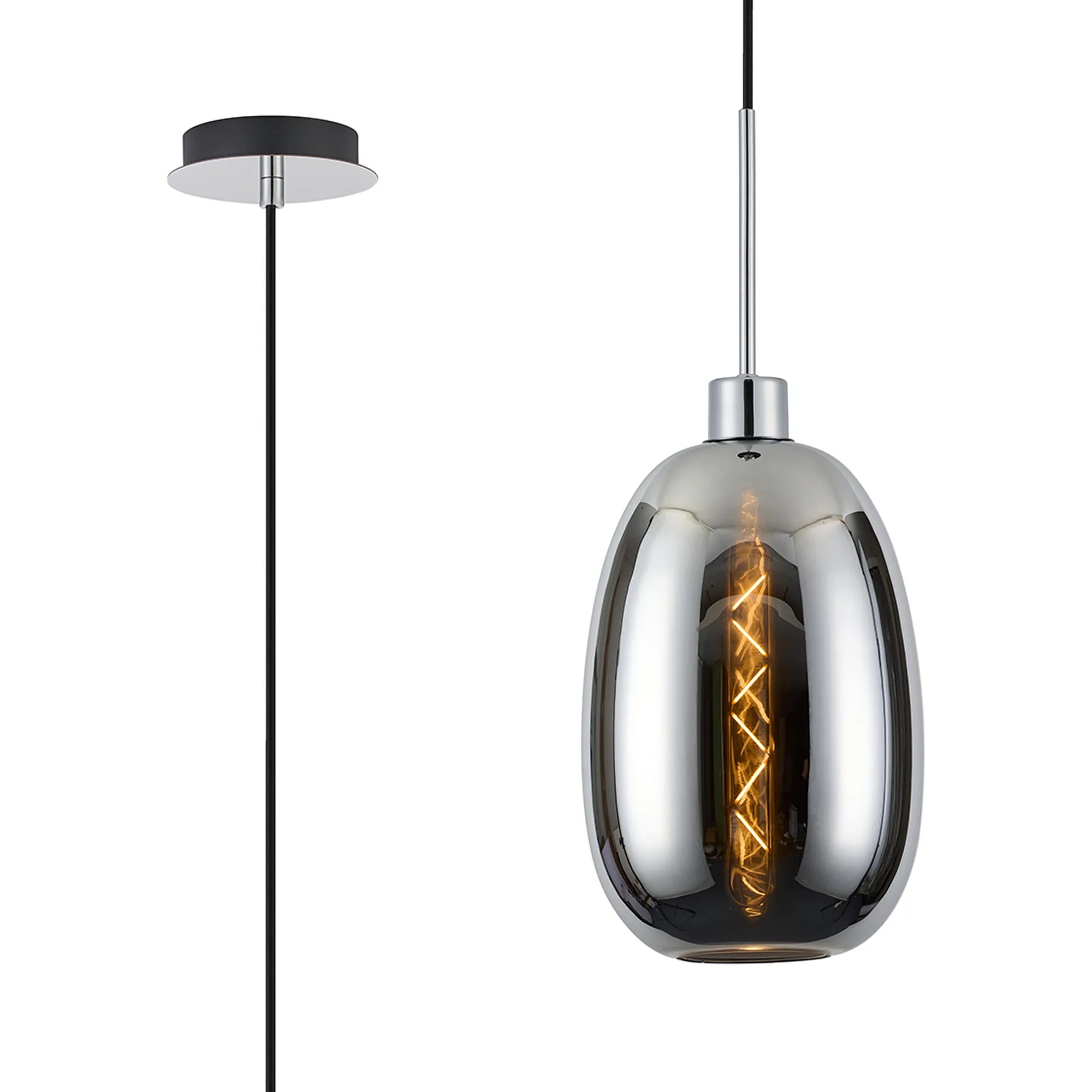 Lori 1.7m Single Pendant 1 Light Adjustable E27 Polished Chrome w Various Finishes