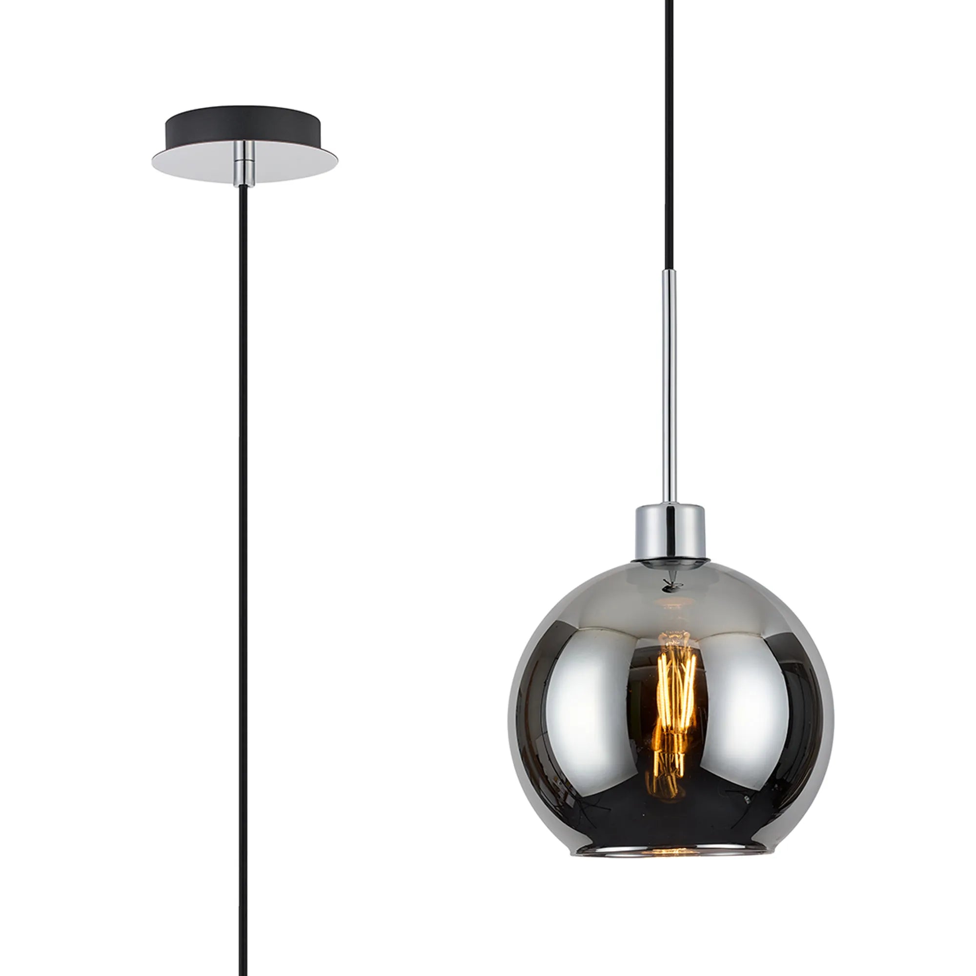 Lori 1.7m Single Pendant 1 Light Adjustable E27 Polished Chrome w Various Finishes