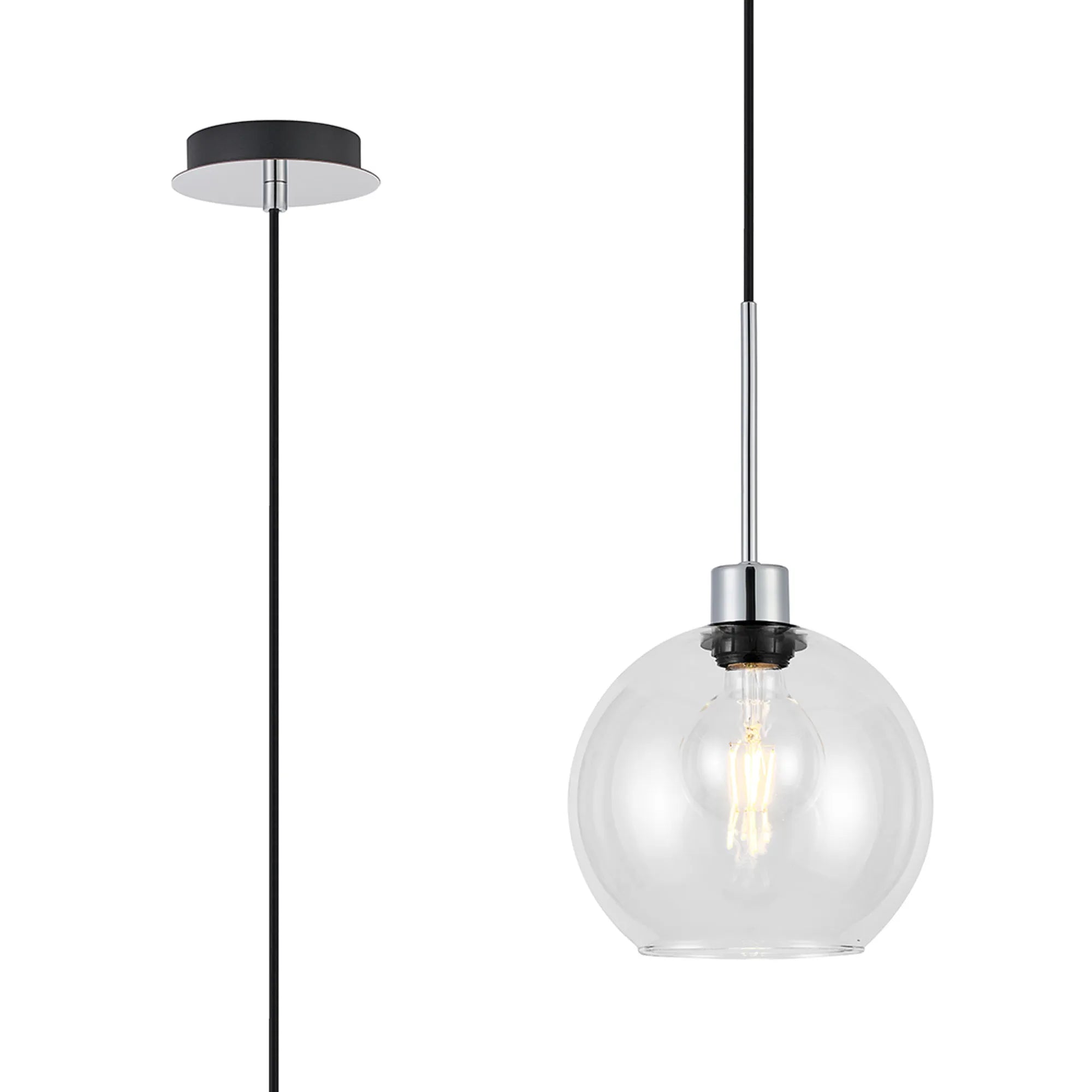 Lori 1.7m Single Pendant 1 Light Adjustable E27 Polished Chrome w Various Finishes