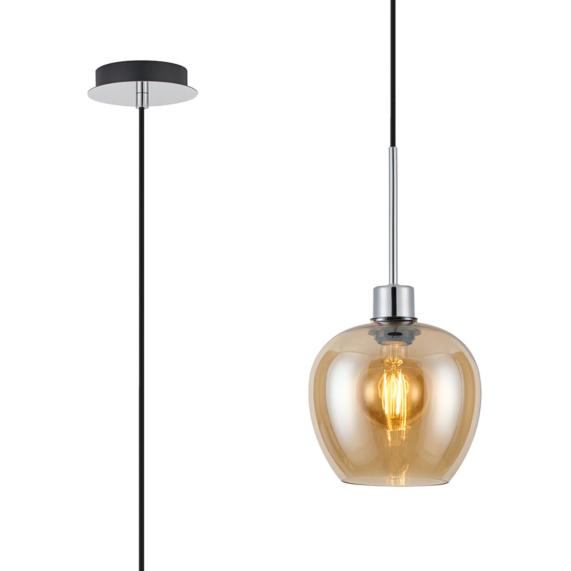 Lori 1.7m Single Pendant 1 Light Adjustable E27 Polished Chrome w Various Finishes