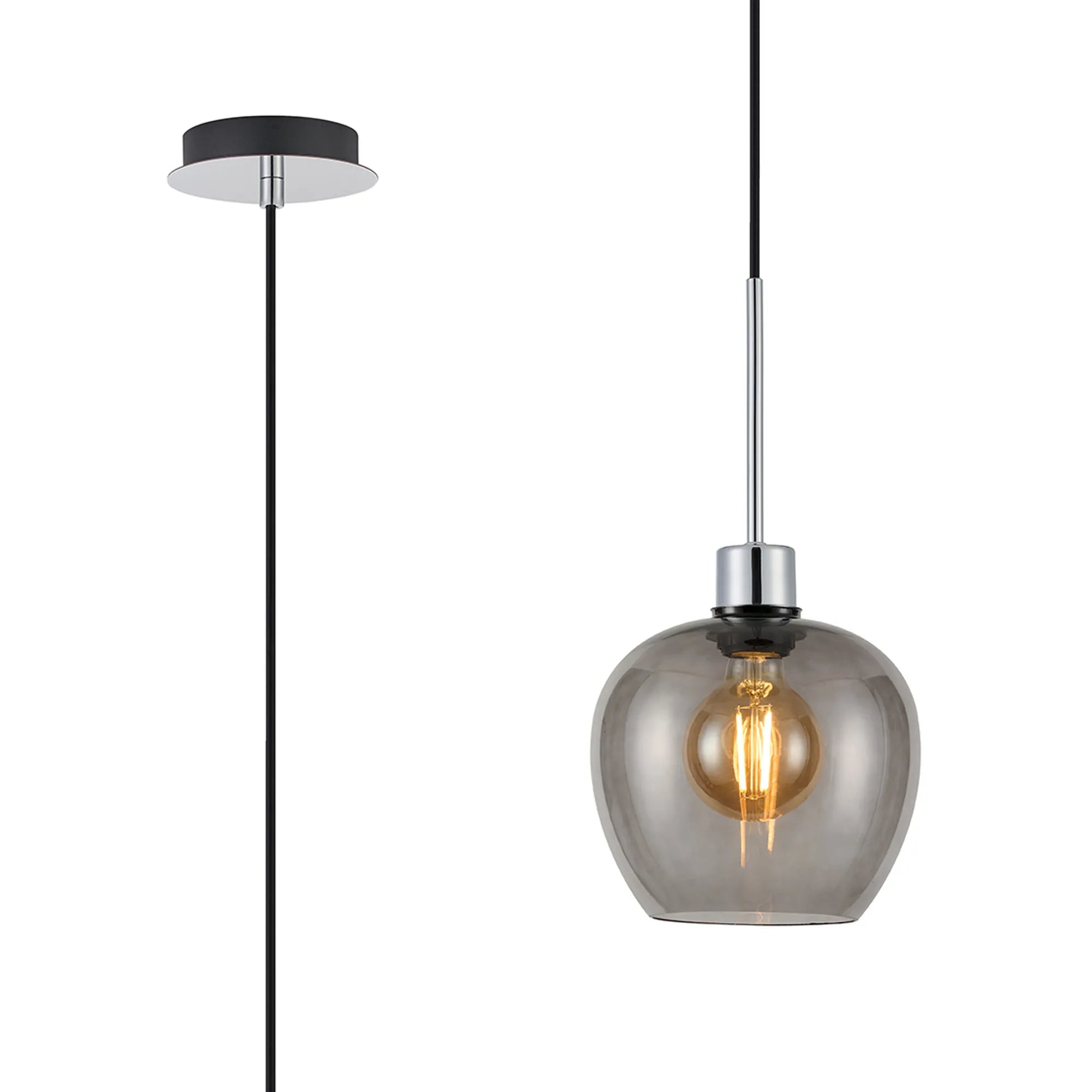 Lori 1.7m Single Pendant 1 Light Adjustable E27 Polished Chrome w Various Finishes