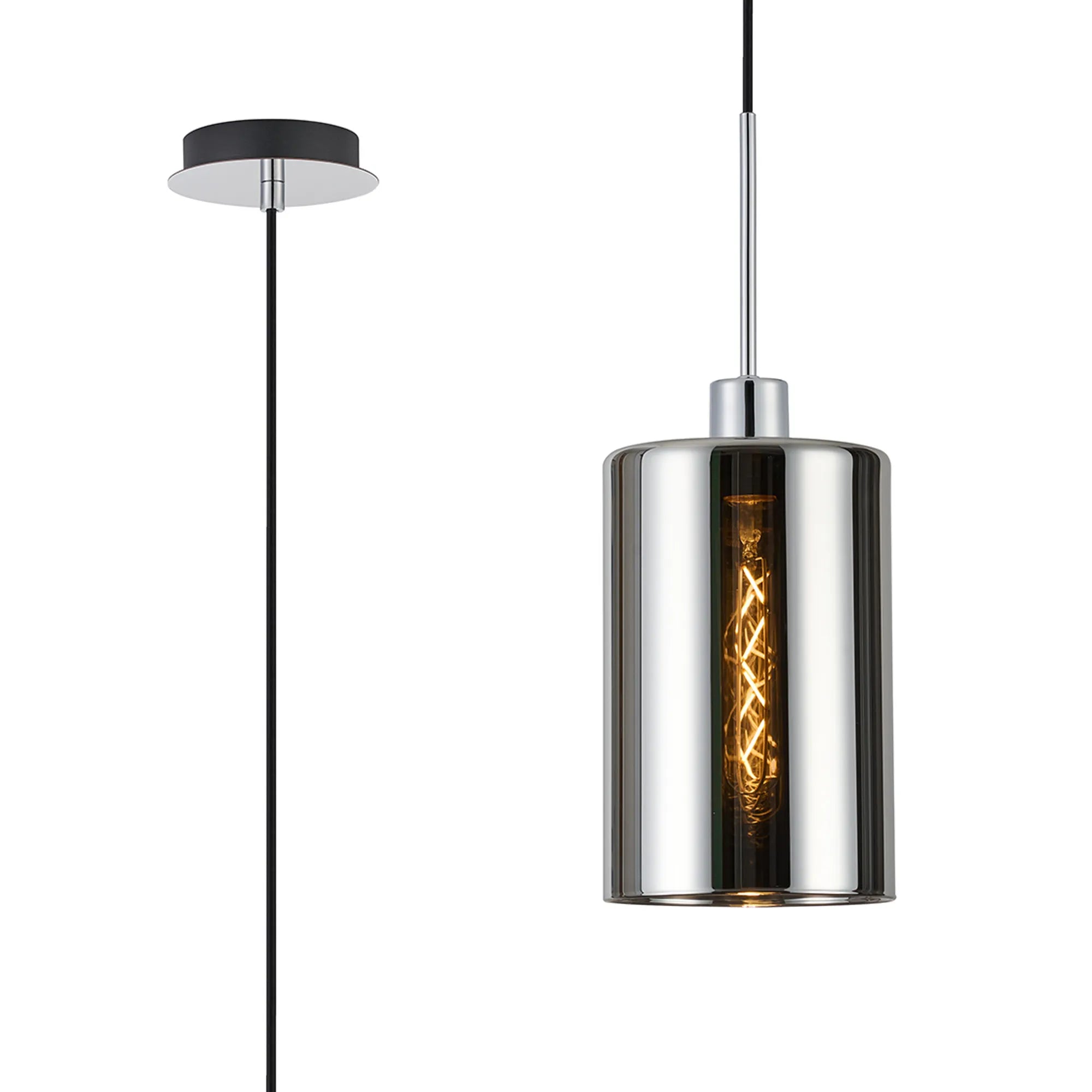 Lori 1.7m Single Pendant 1 Light Adjustable E27 Polished Chrome w Various Finishes