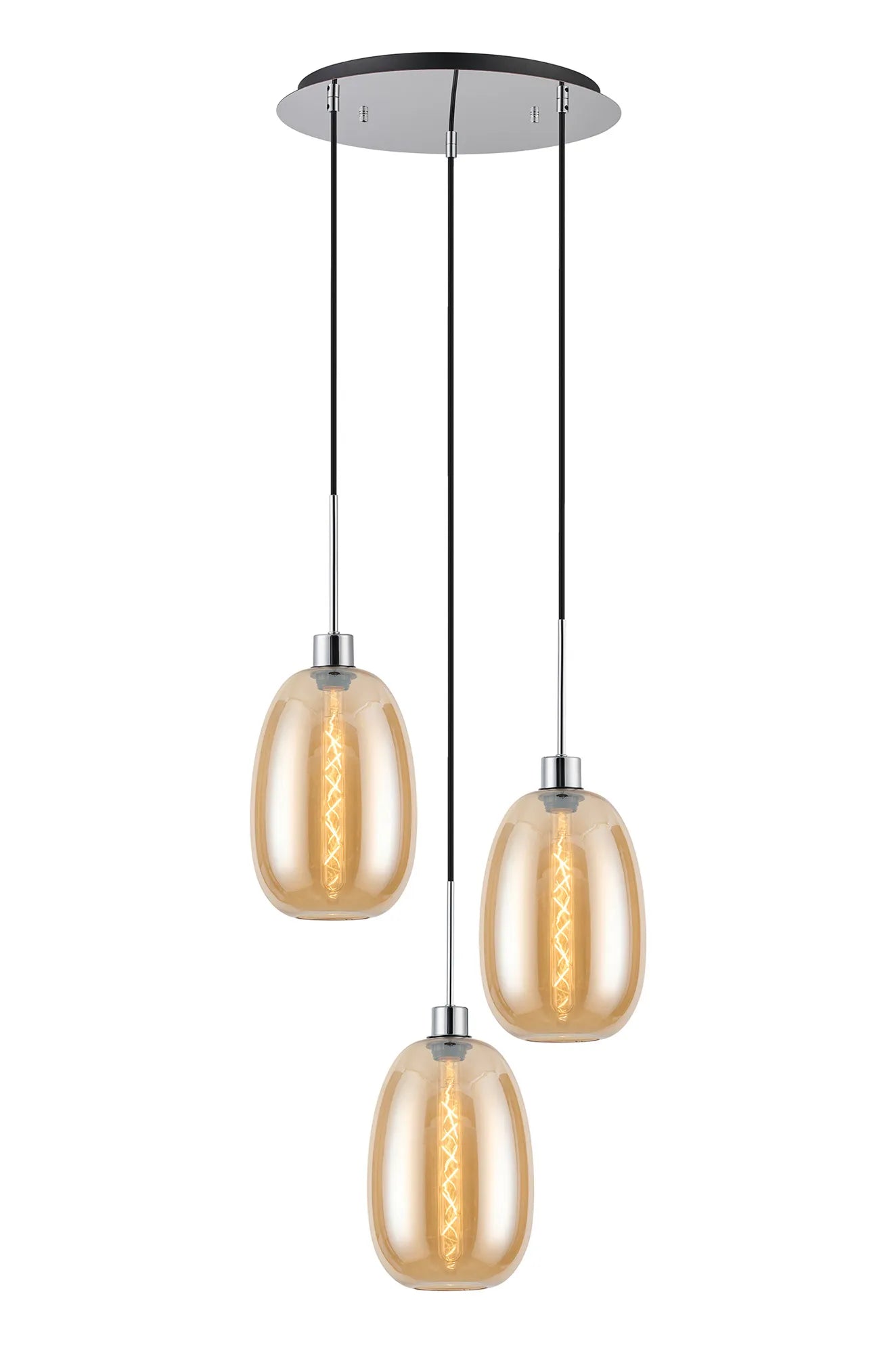Lori 3Lt Cluster Pendant - Polished Chrome w Various Finishes