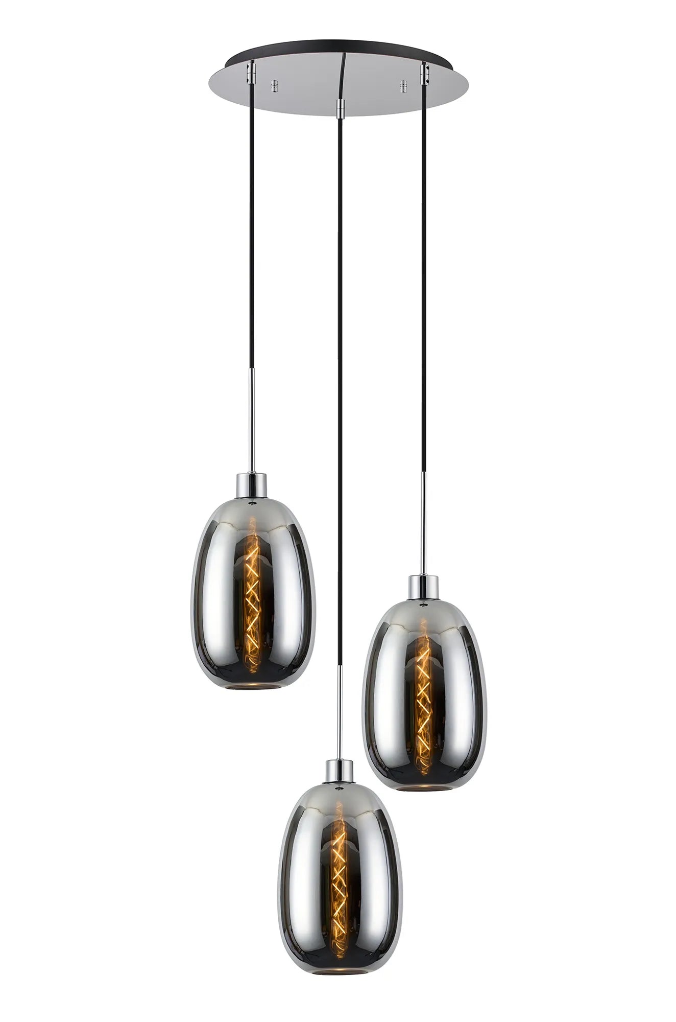 Lori 3Lt Cluster Pendant - Polished Chrome w Various Finishes