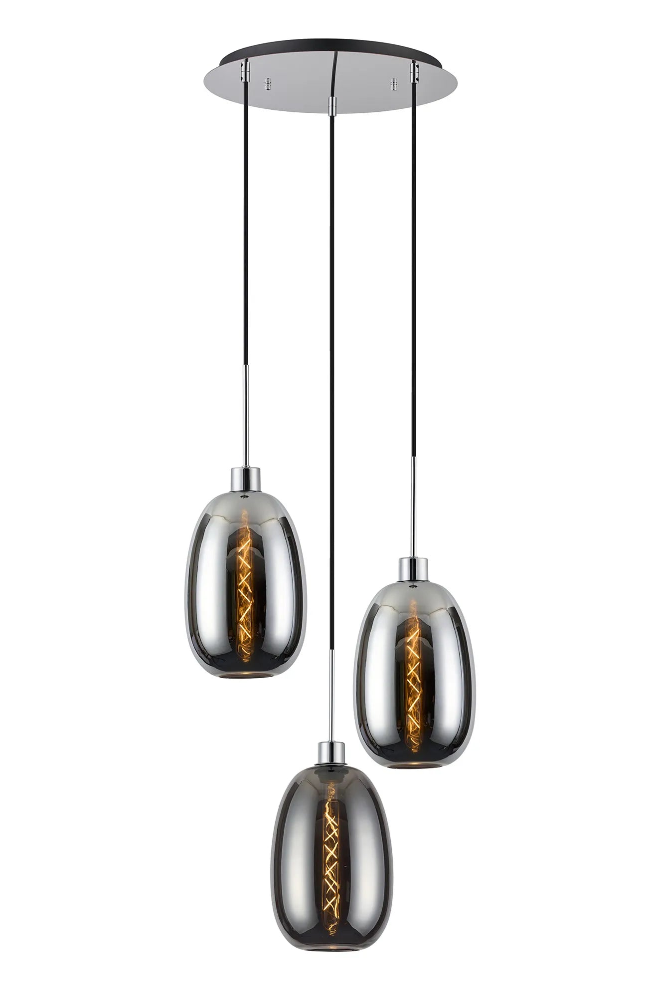 Lori 3Lt Cluster Pendant - Polished Chrome w Various Finishes