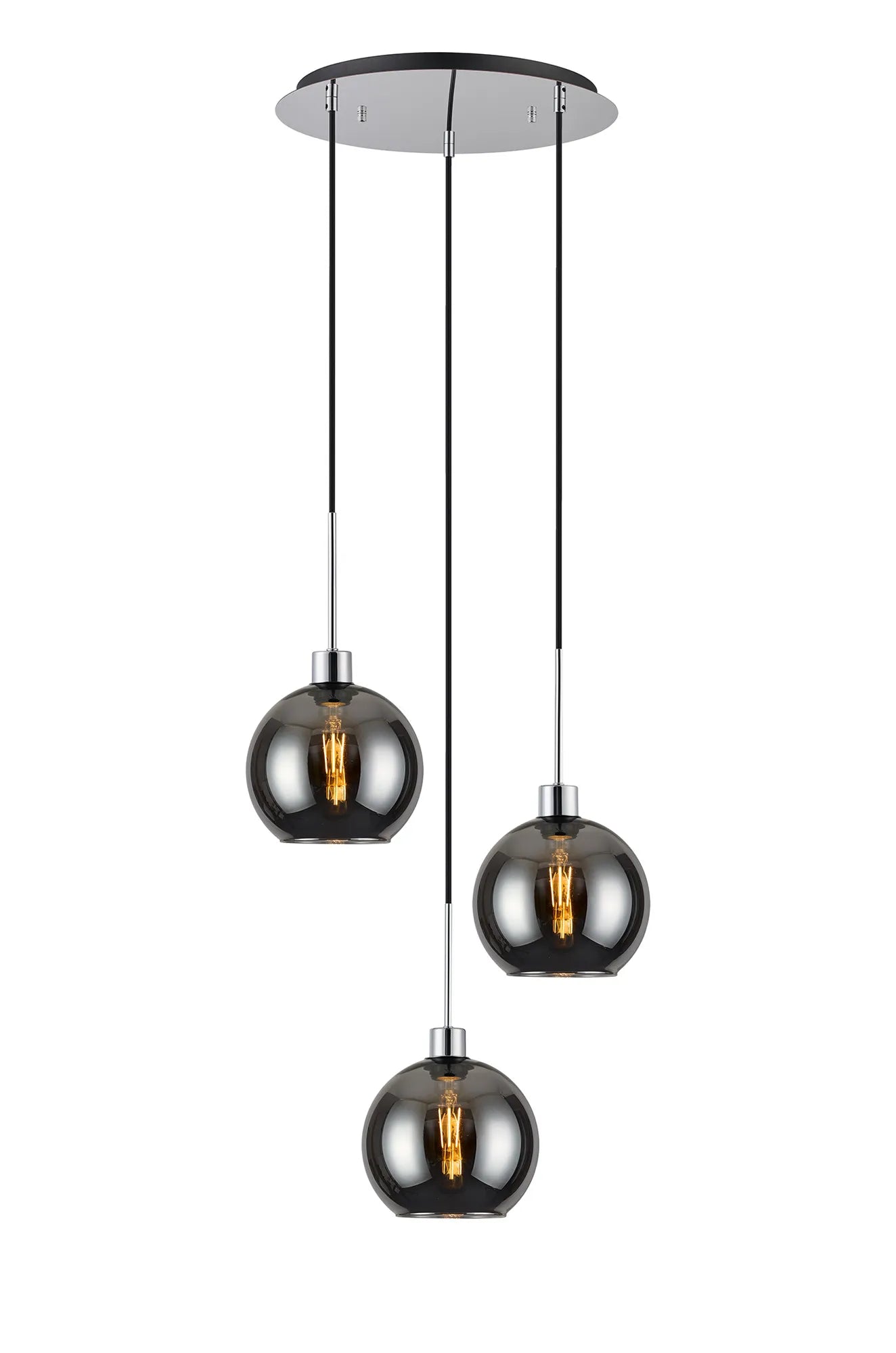 Lori 3Lt Cluster Pendant - Polished Chrome w Various Finishes