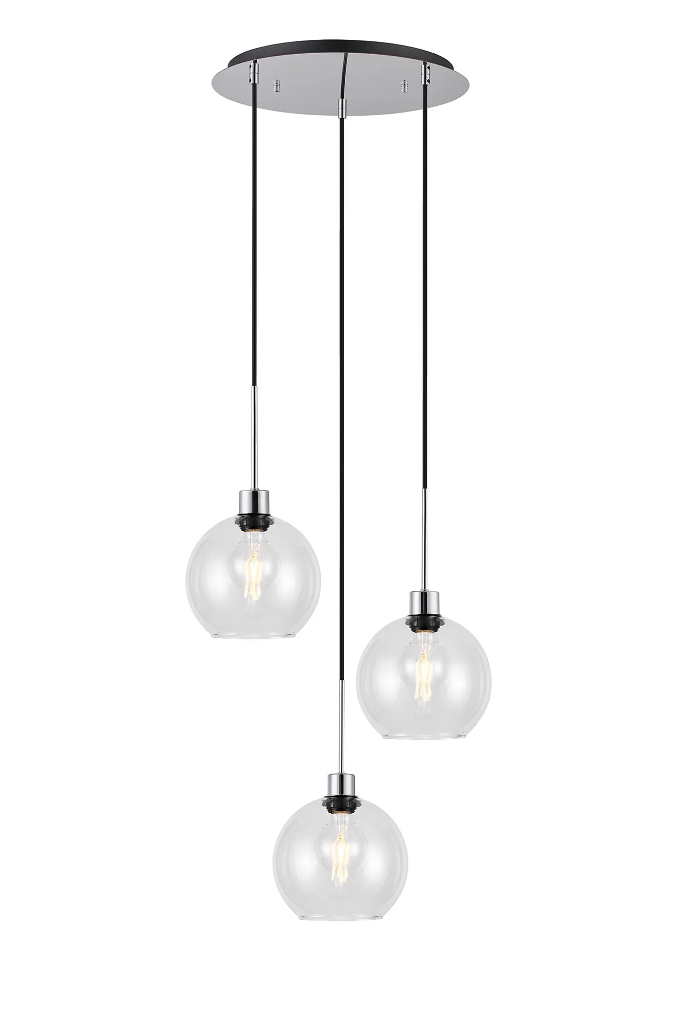 Lori 3Lt Cluster Pendant - Polished Chrome w Various Finishes
