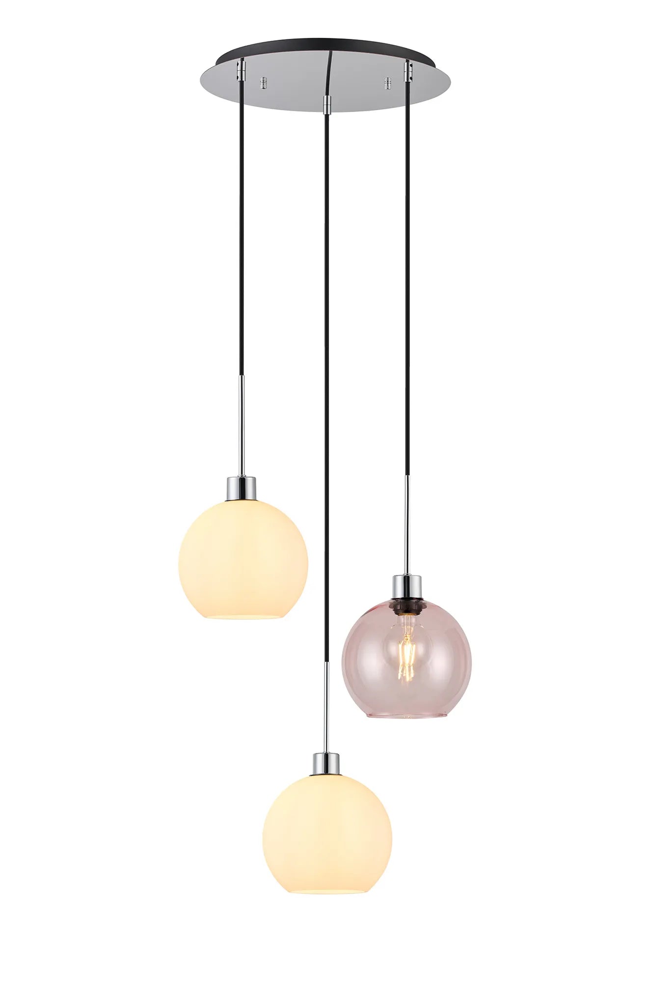 Lori 3Lt Cluster Pendant - Polished Chrome w Various Finishes