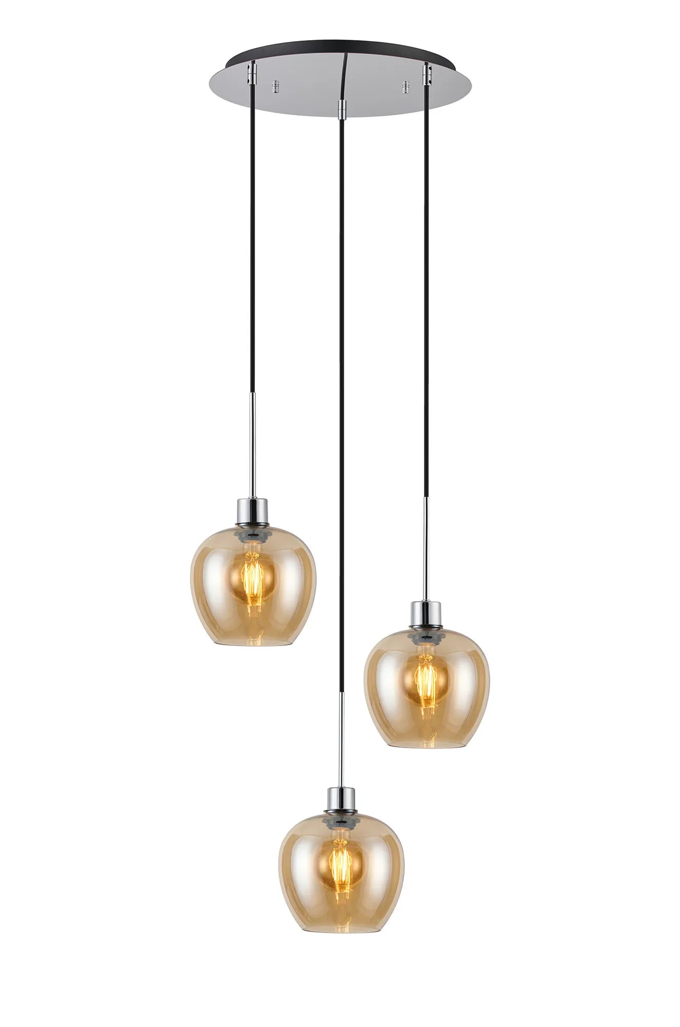Lori 3Lt Cluster Pendant - Polished Chrome w Various Finishes
