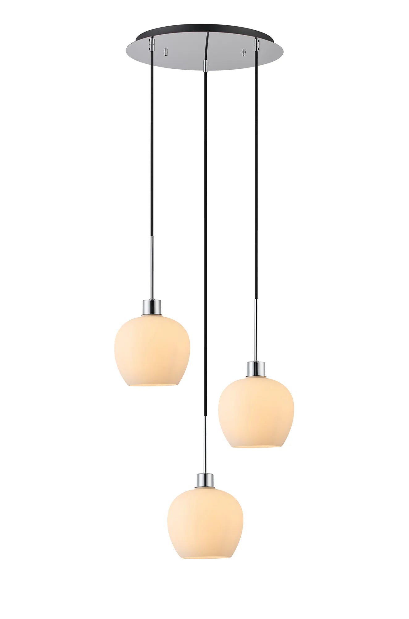 Lori 3Lt Cluster Pendant - Polished Chrome w Various Finishes