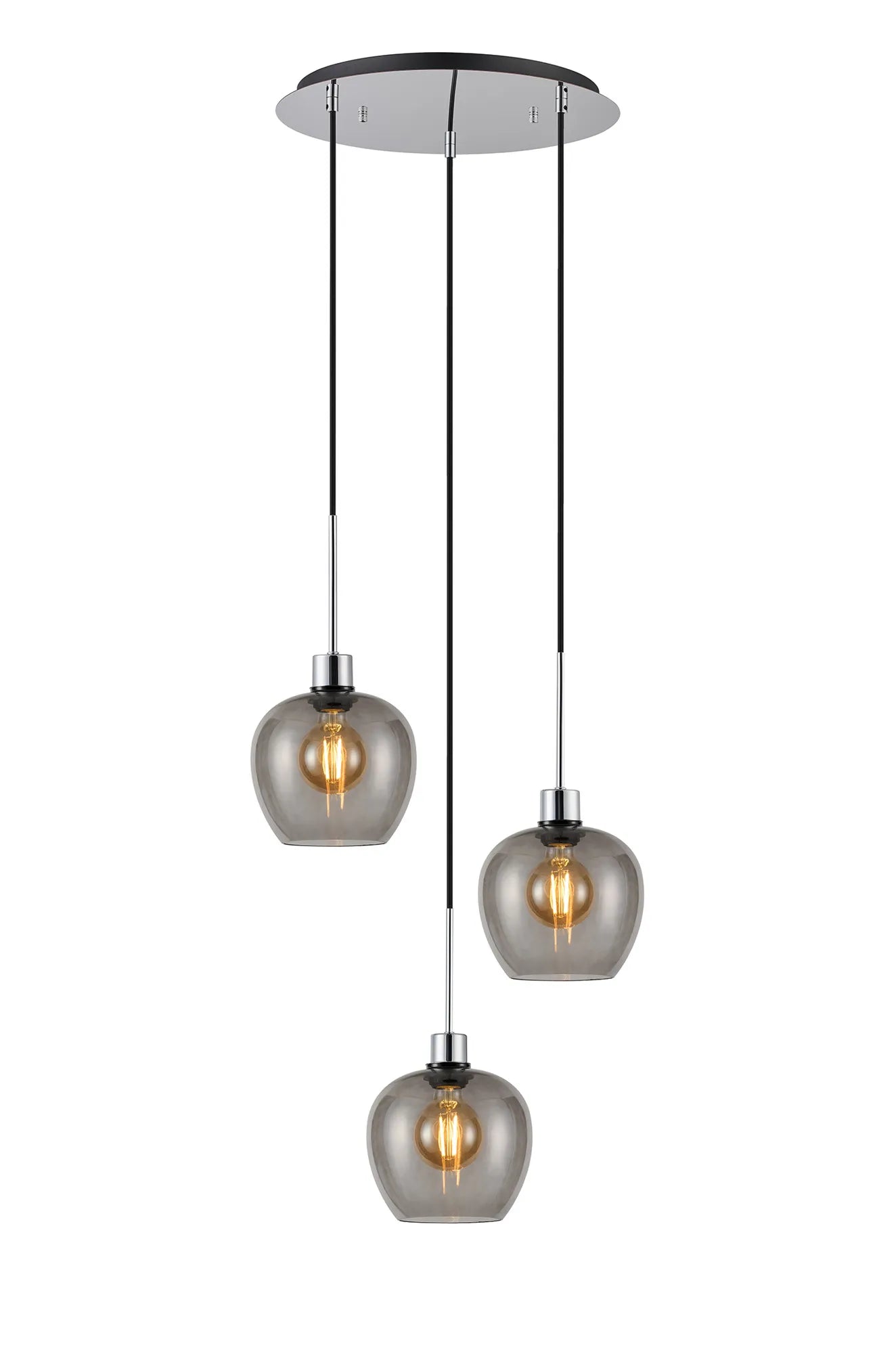 Lori 3Lt Cluster Pendant - Polished Chrome w Various Finishes