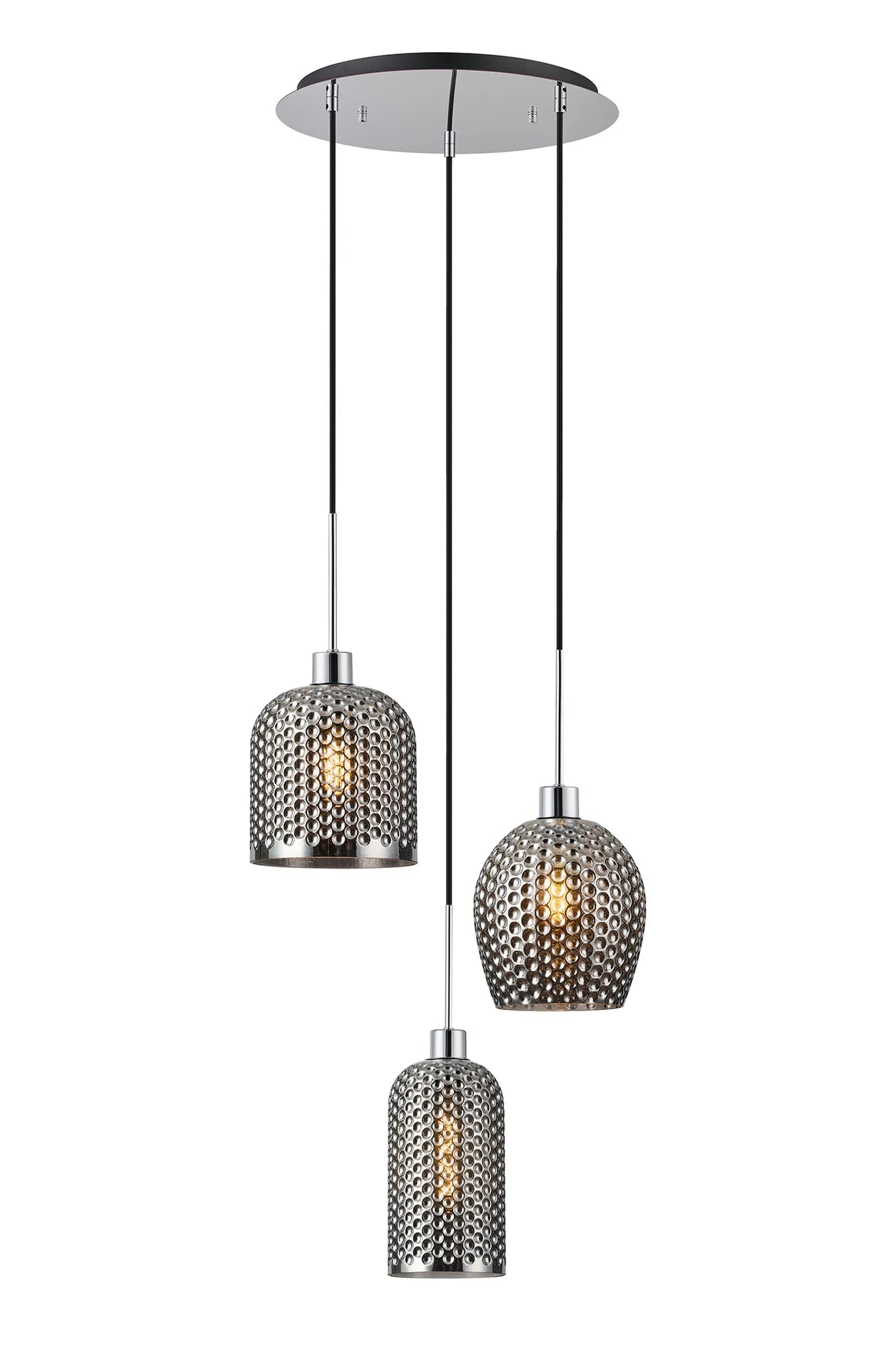 Lori 3Lt Cluster Pendant - Polished Chrome w Various Finishes