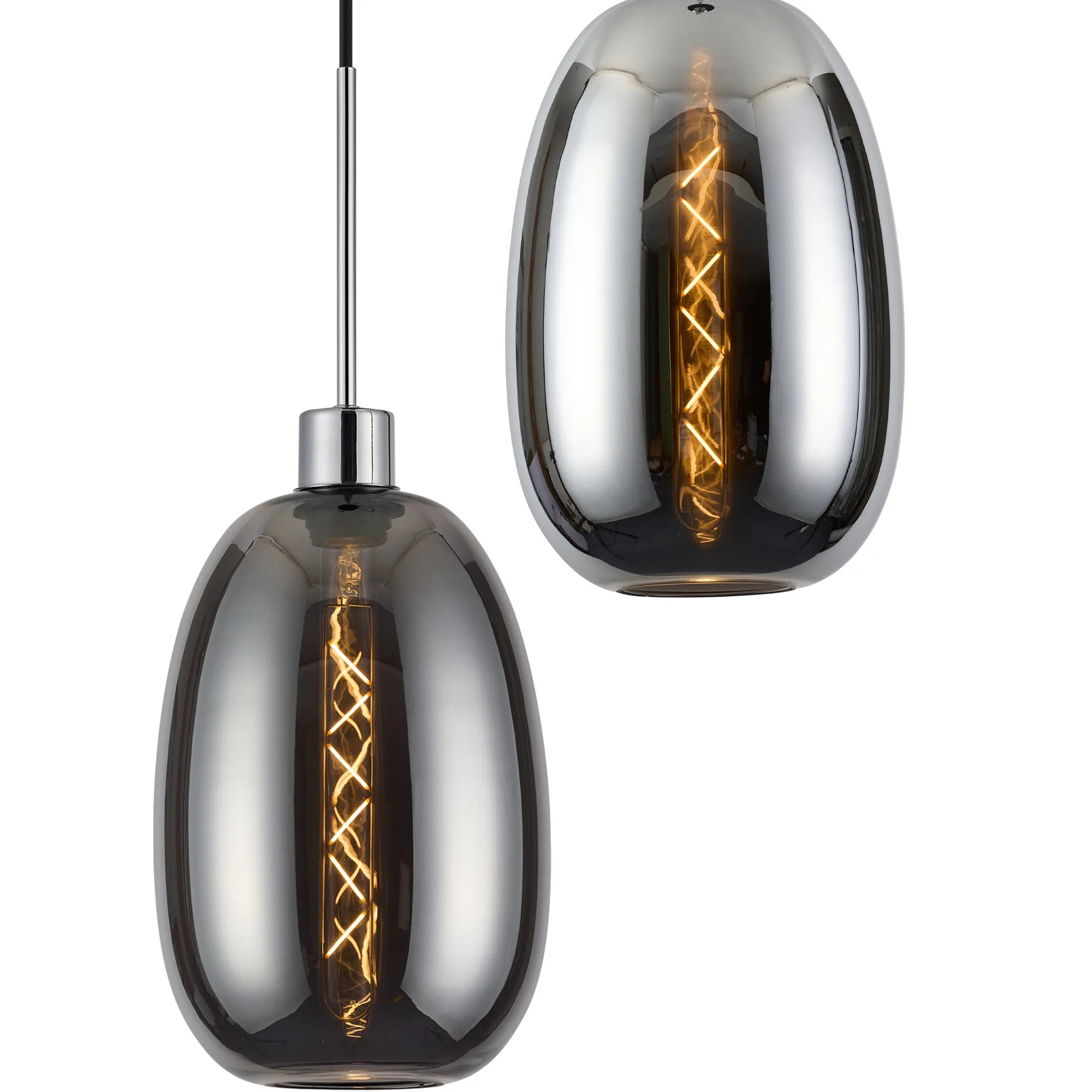 Lori 5 Light Cluster Pendant Adjustable E27- Polished Chrome w Various Glass Finishes