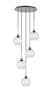 Lori 5 Light Cluster Pendant Adjustable E27- Polished Chrome w Various Glass Finishes