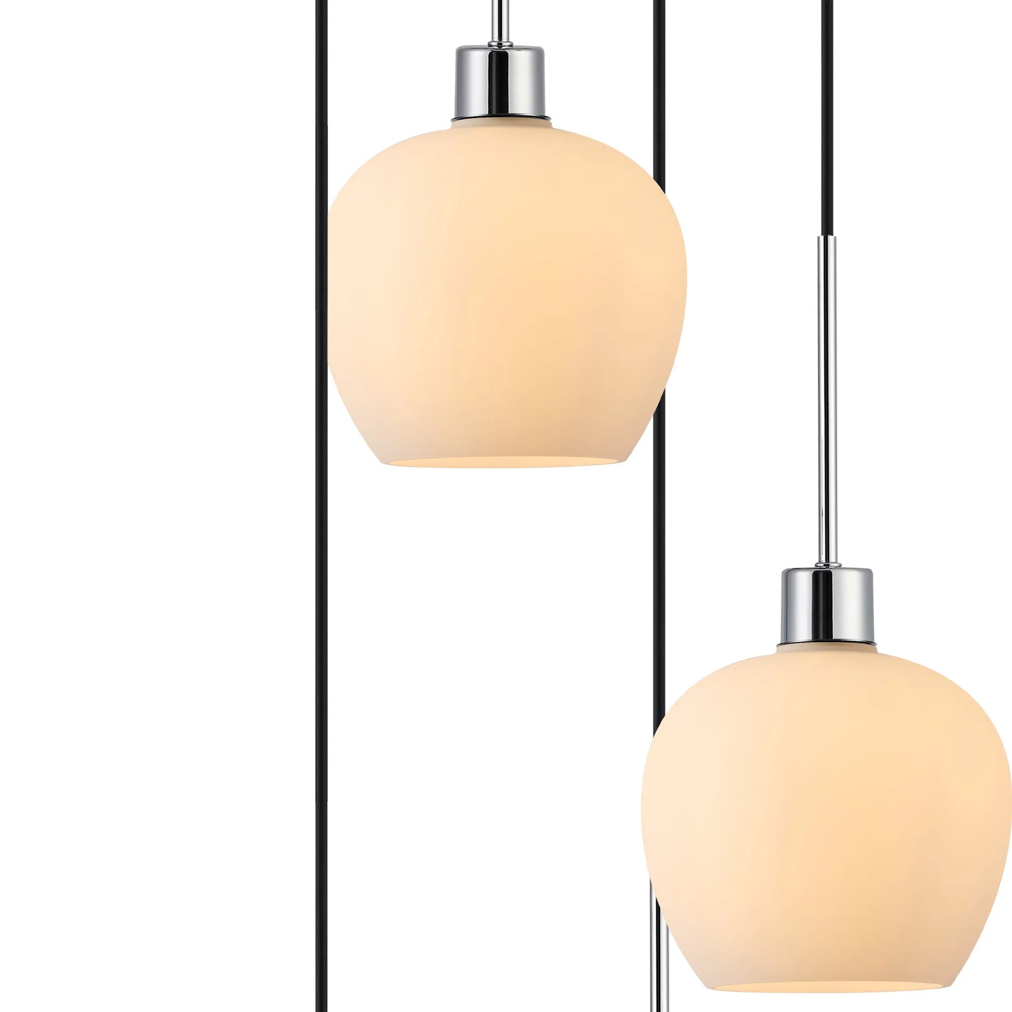 Lori 5 Light Cluster Pendant Adjustable E27- Polished Chrome w Various Glass Finishes