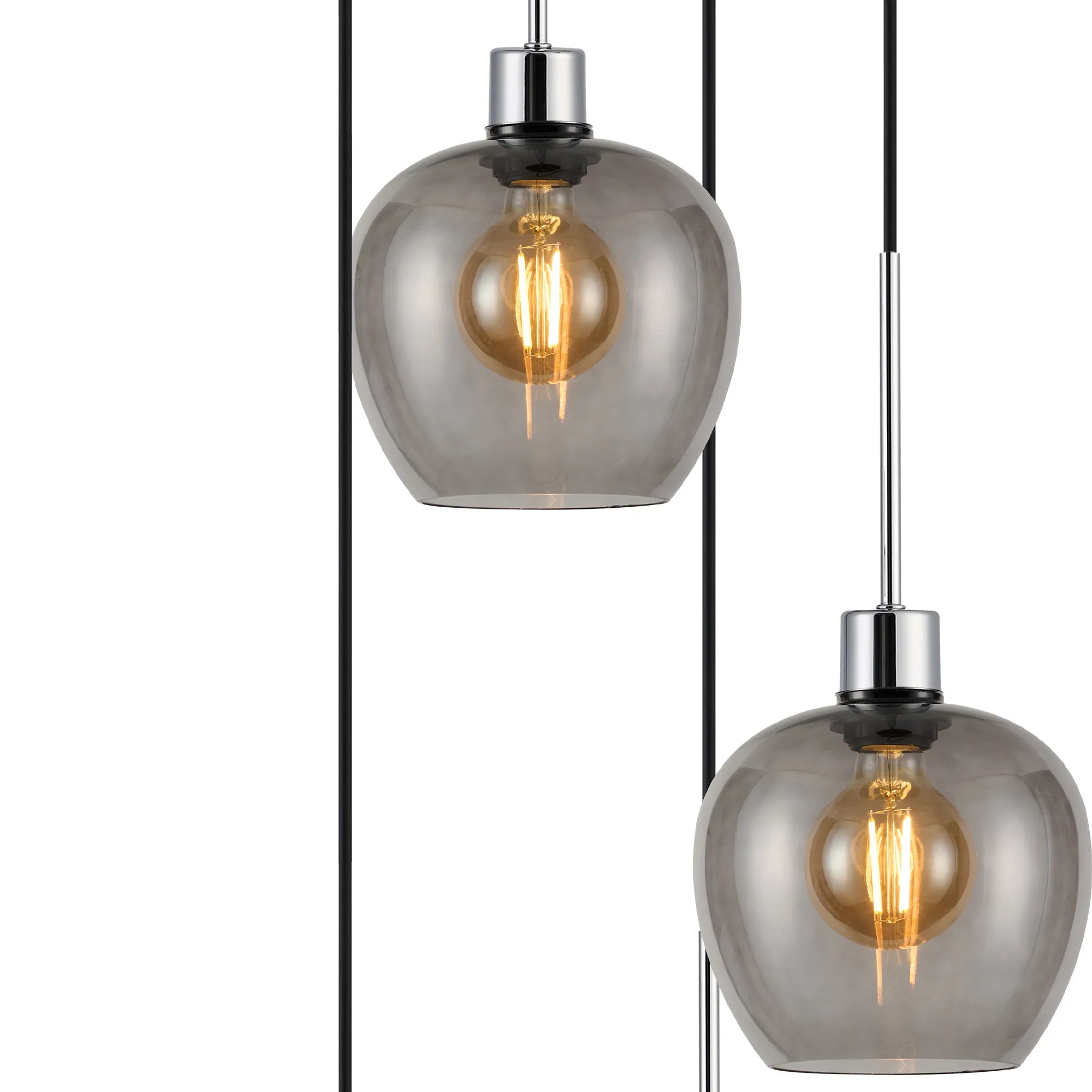 Lori 5 Light Cluster Pendant Adjustable E27- Polished Chrome w Various Glass Finishes