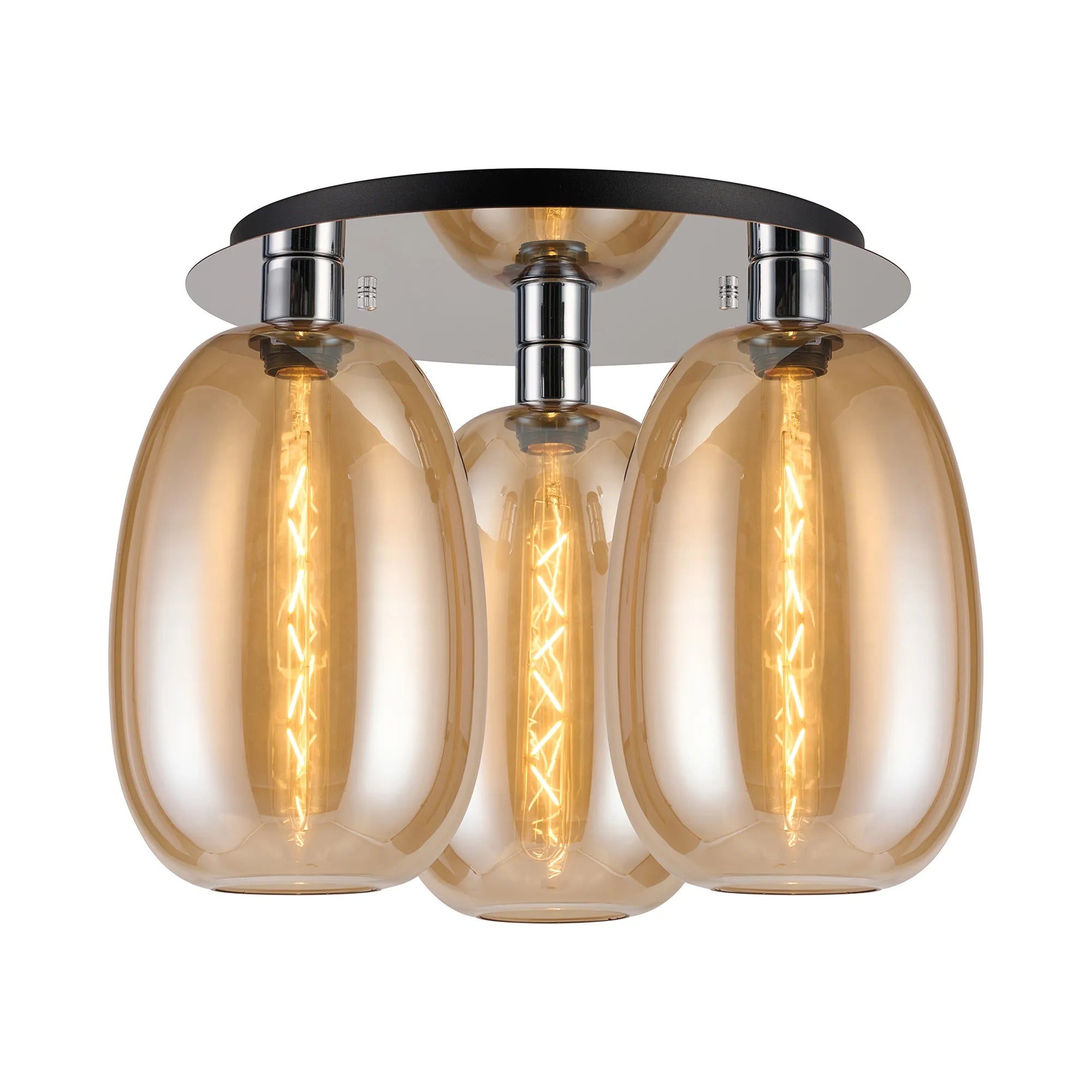 Lori 40cm 3Lt Round Ceiling Flush Light- Polished Chrome w Various Finishes