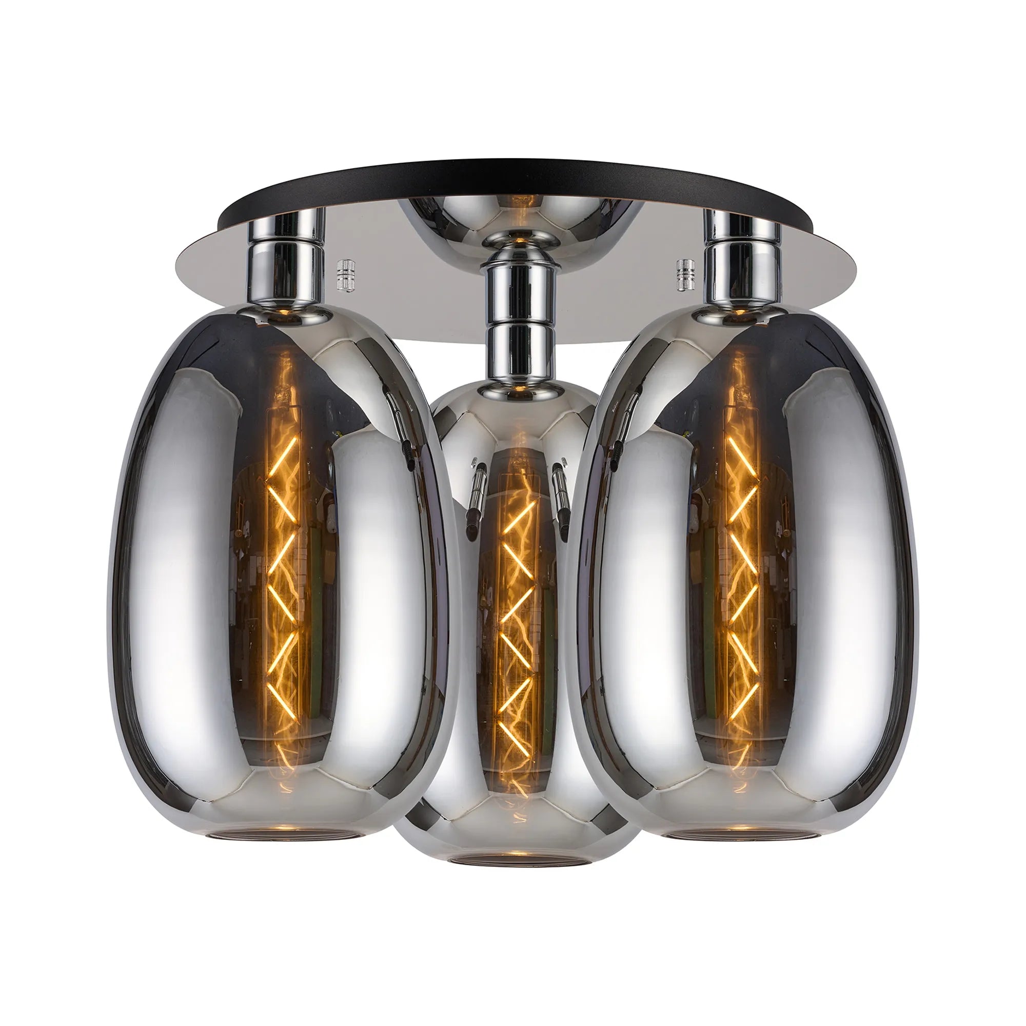Lori 40cm 3Lt Round Ceiling Flush Light- Polished Chrome w Various Finishes