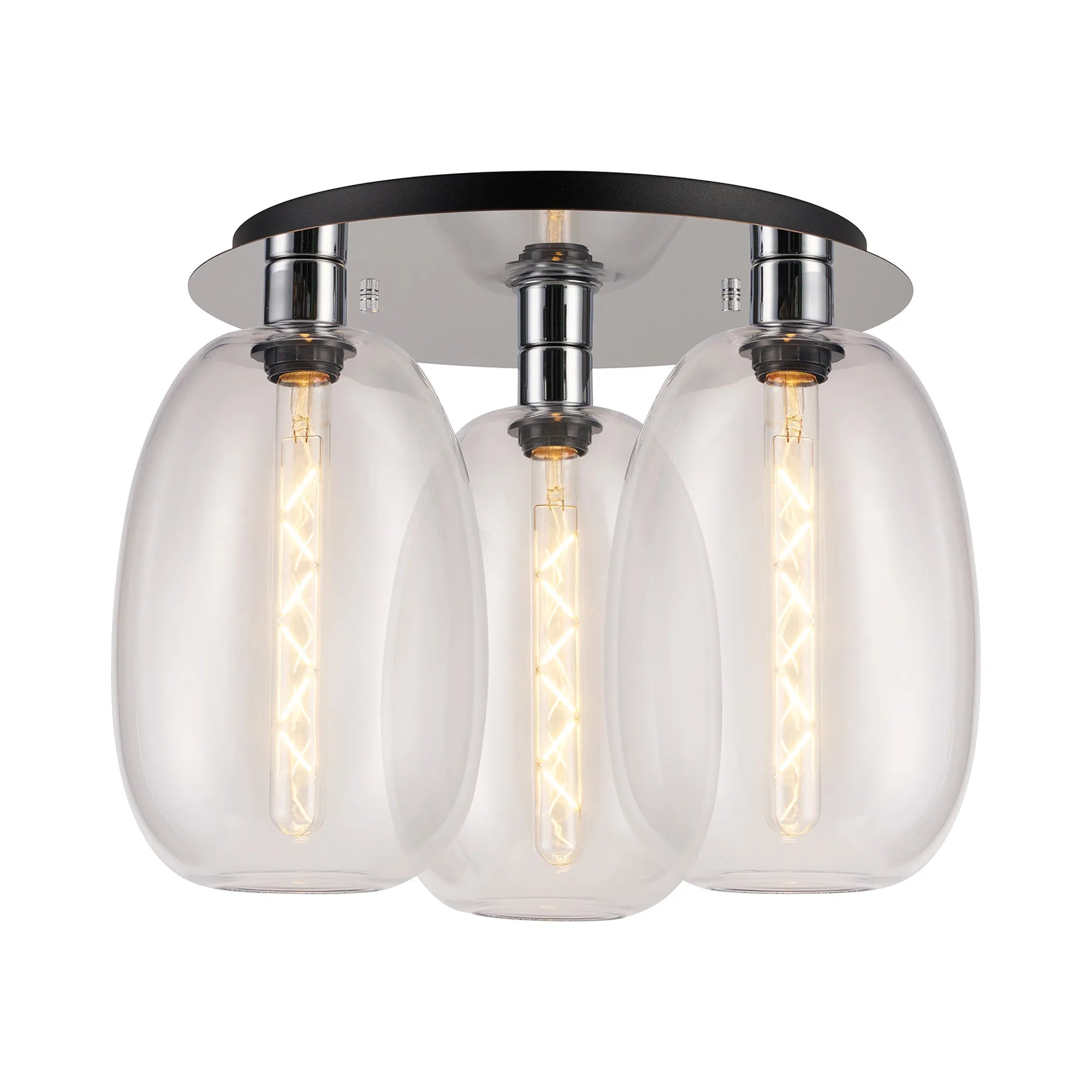 Lori 40cm 3Lt Round Ceiling Flush Light- Polished Chrome w Various Finishes