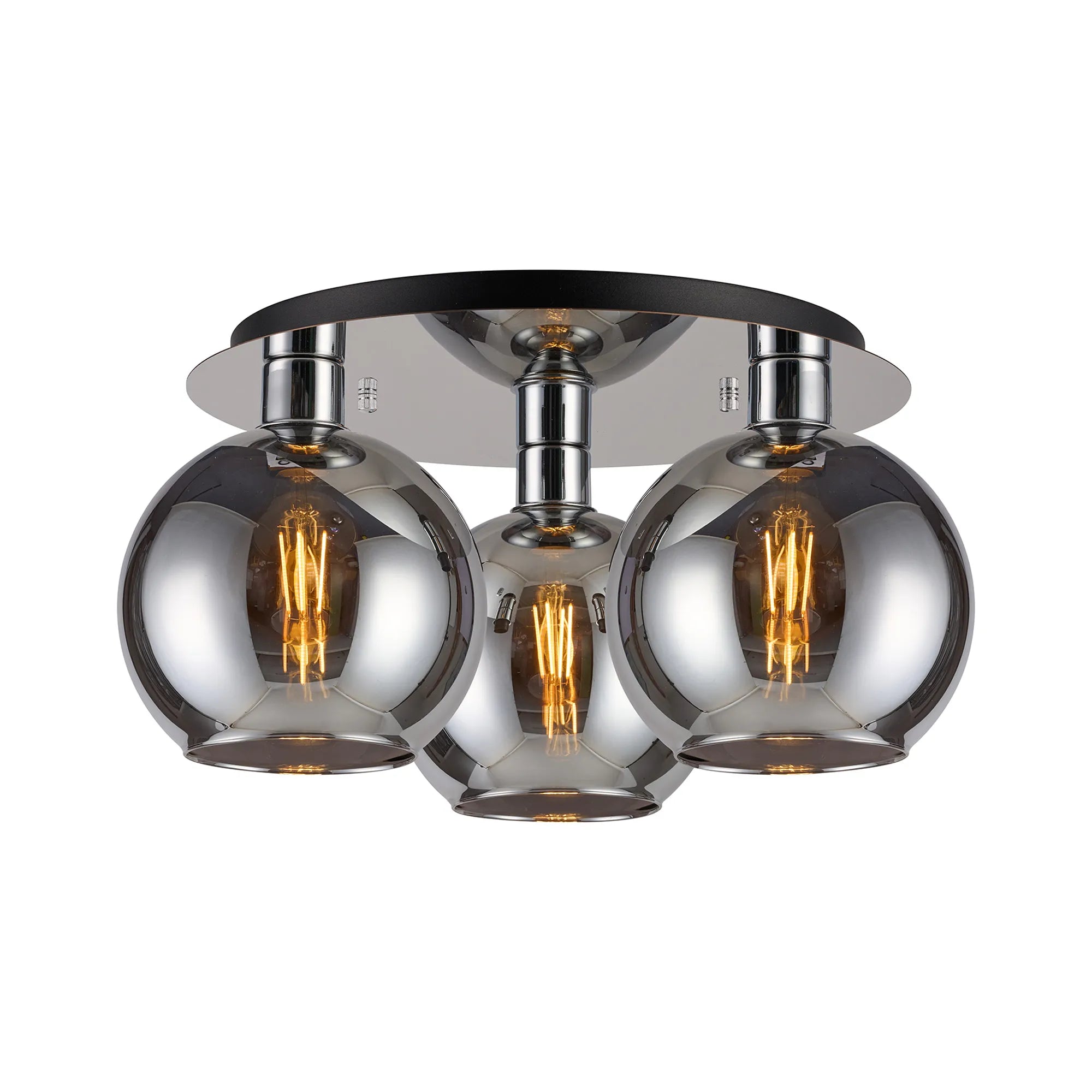 Lori 40cm 3Lt Round Ceiling Flush Light- Polished Chrome w Various Finishes