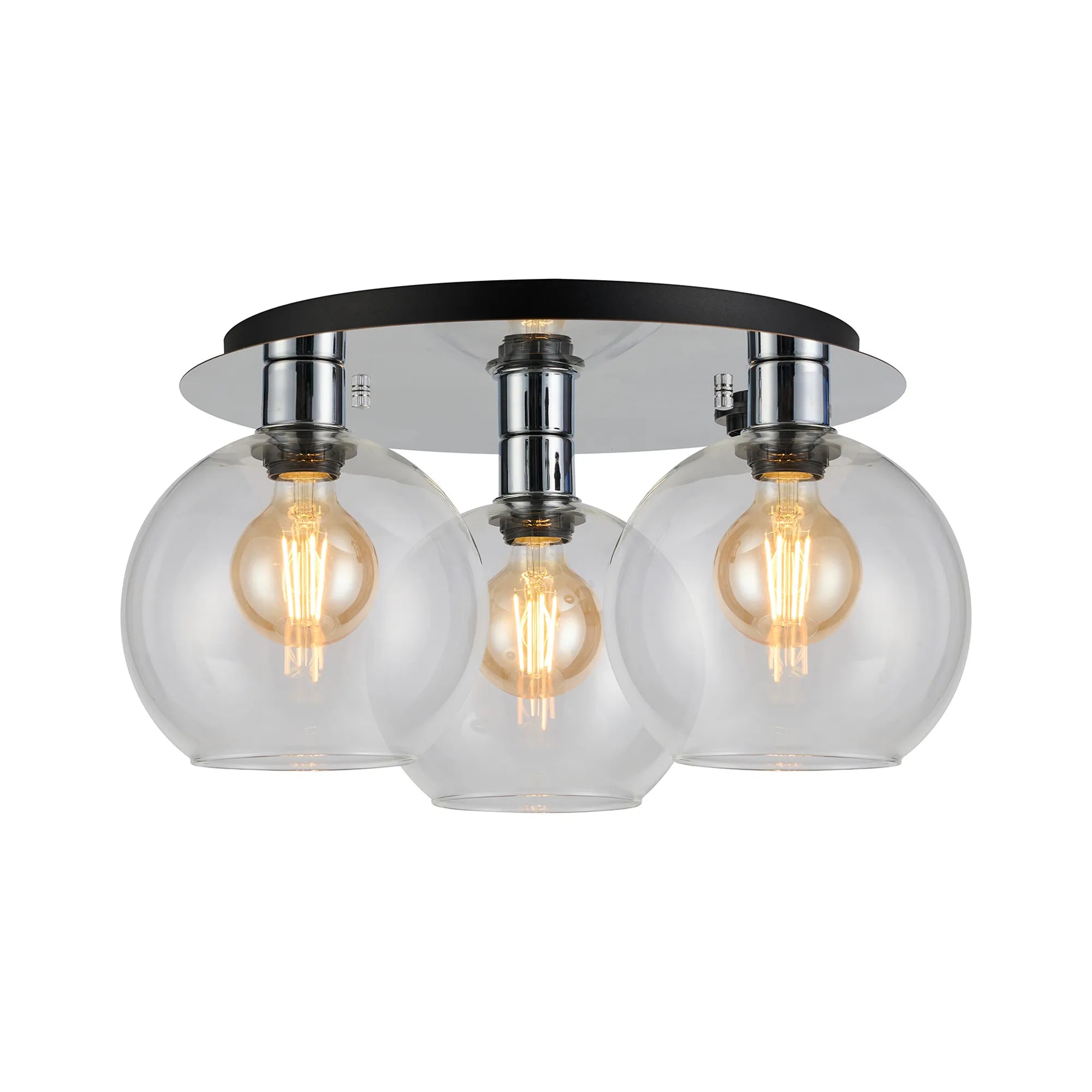 Lori 40cm 3Lt Round Ceiling Flush Light- Polished Chrome w Various Finishes