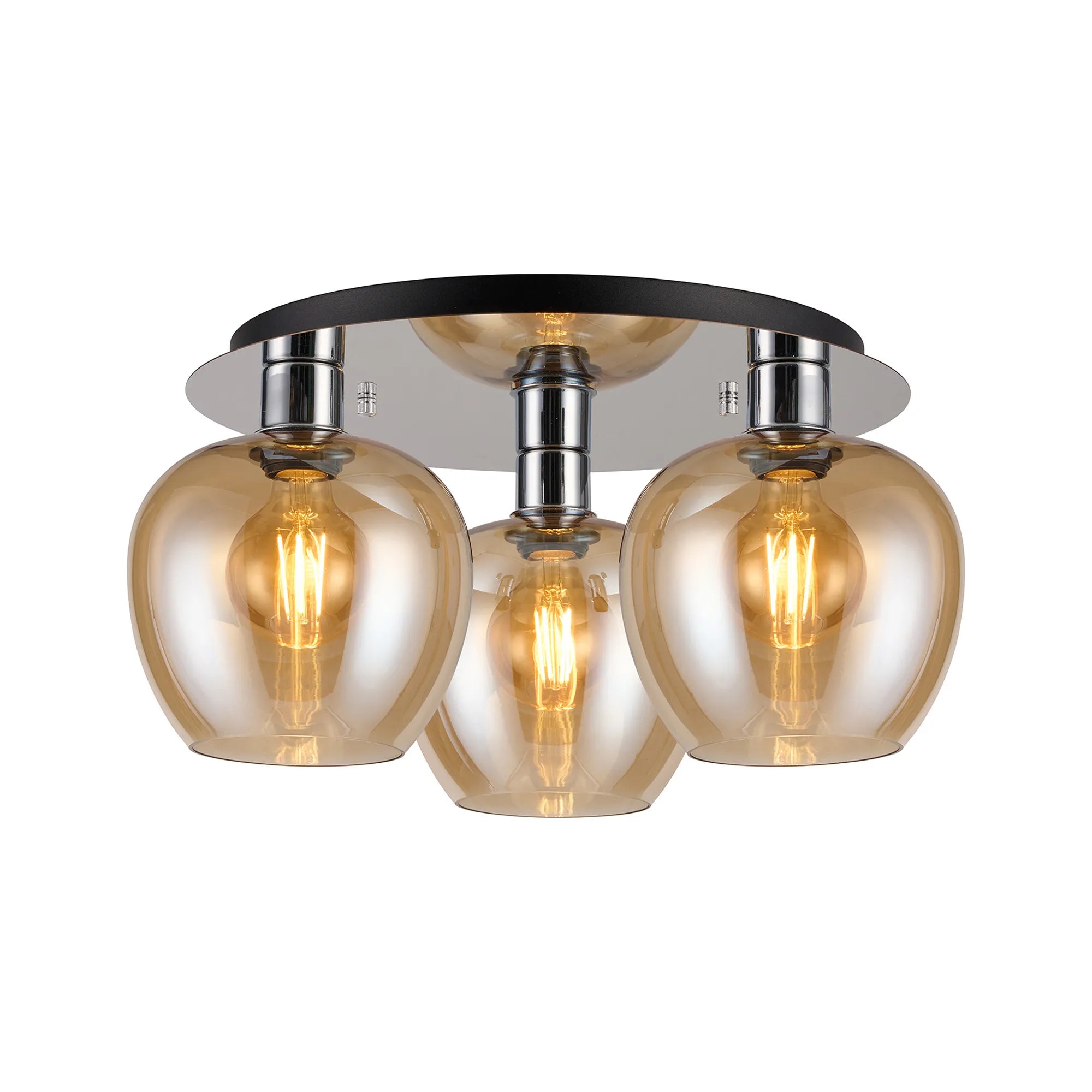 Lori 40cm 3Lt Round Ceiling Flush Light- Polished Chrome w Various Finishes