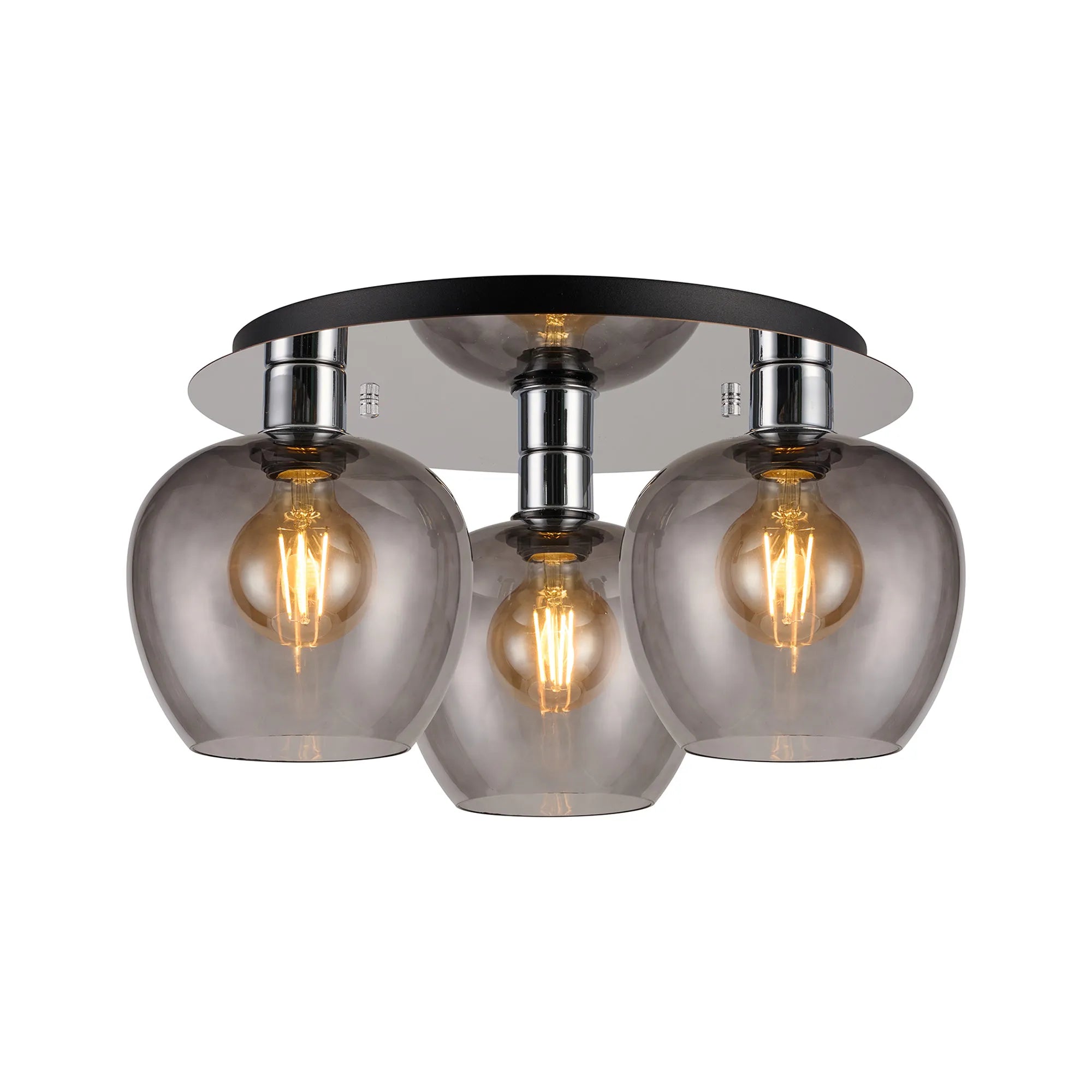 Lori 40cm 3Lt Round Ceiling Flush Light- Polished Chrome w Various Finishes