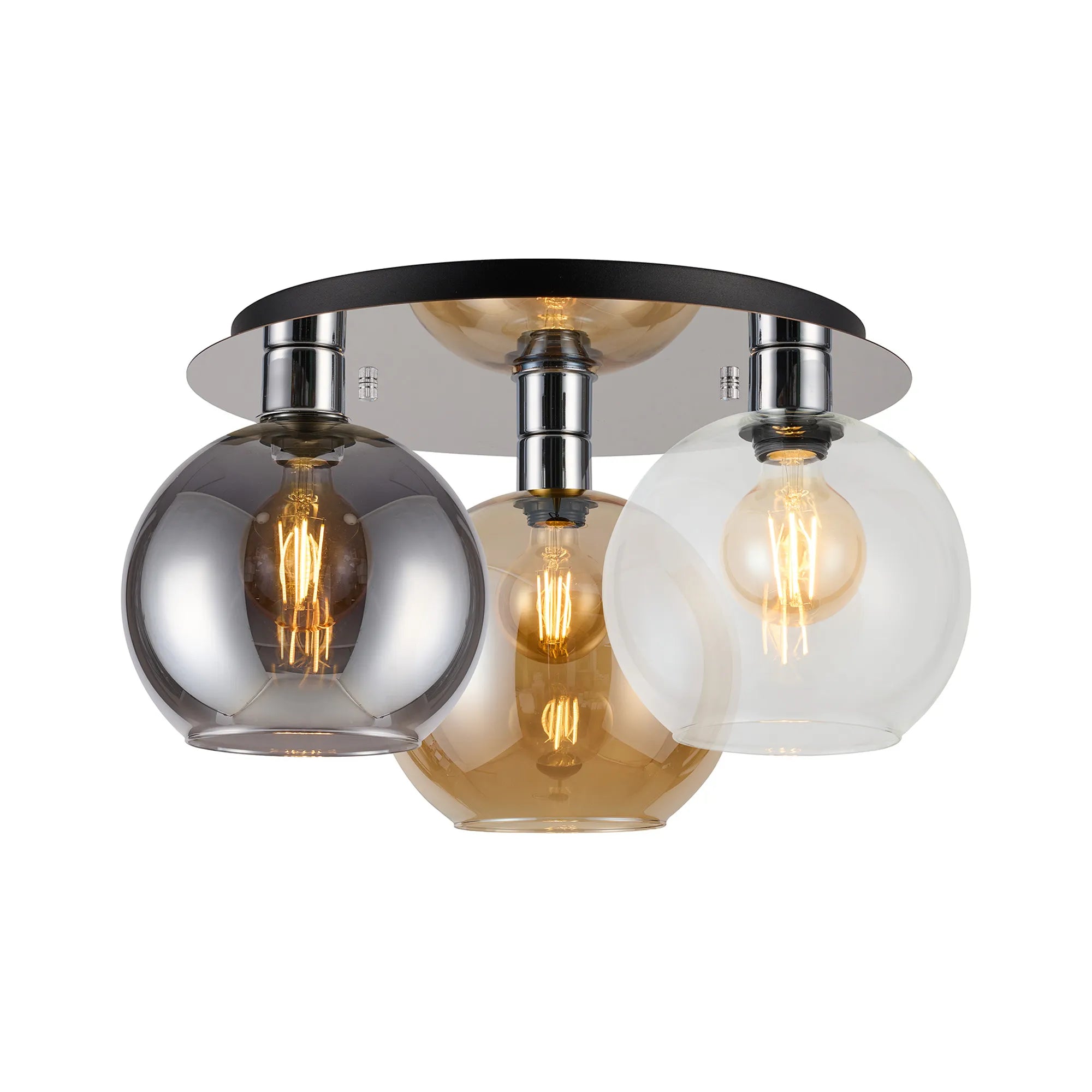 Lori 40cm 3Lt Round Ceiling Flush Light- Polished Chrome w Various Finishes