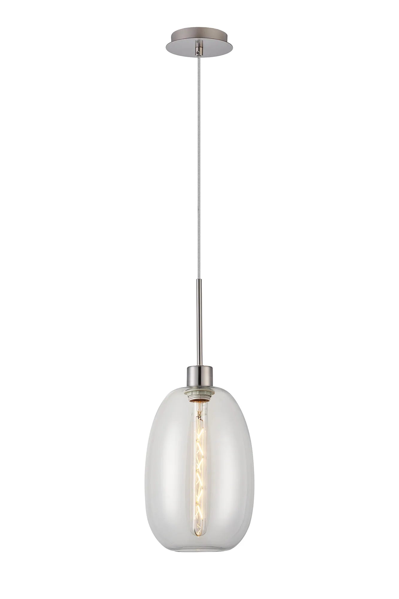 Lori 1.7m Single Pendant 1 Light Adjustable E27- Satin Nickel w Various Finishes