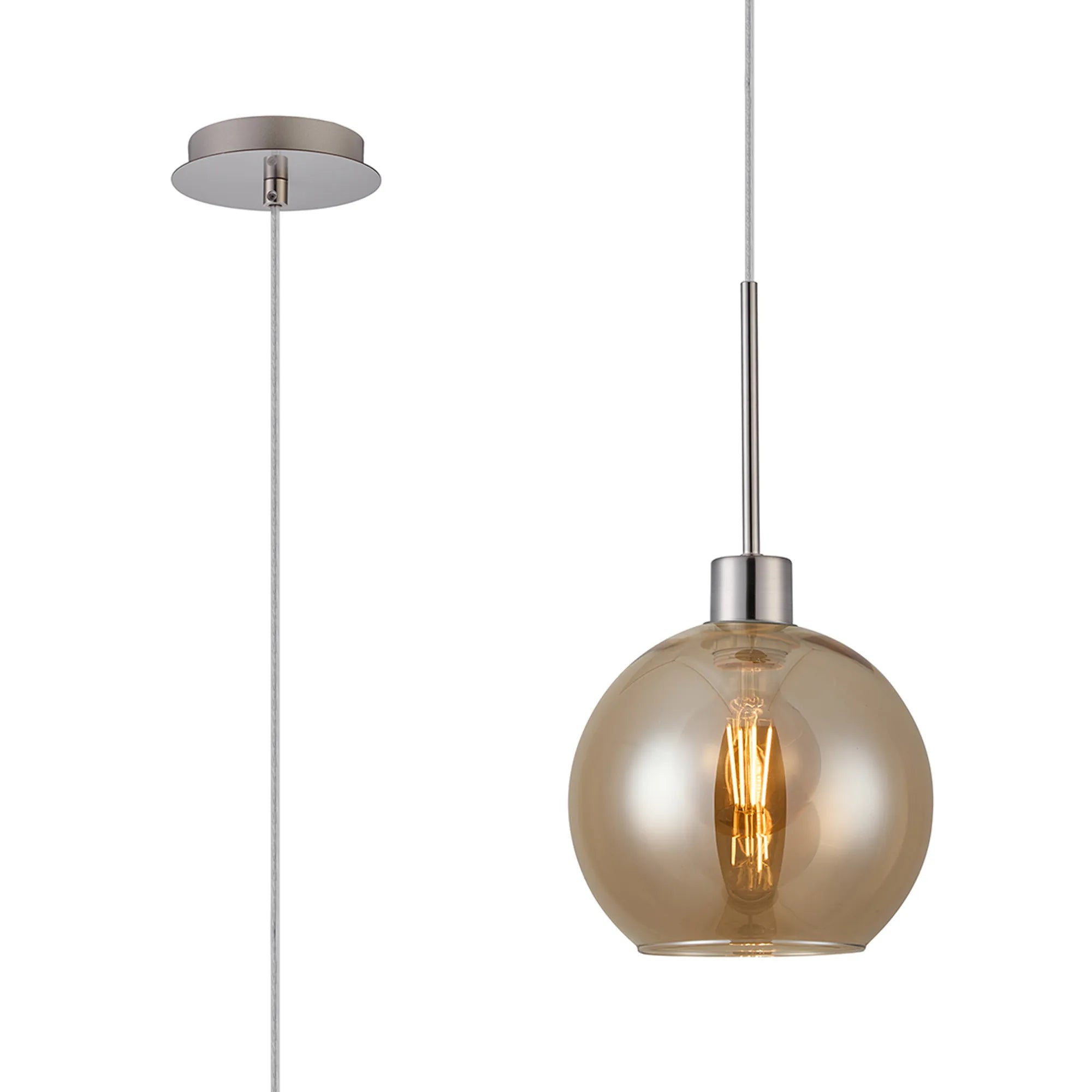 Lori 1.7m Single Pendant 1 Light Adjustable E27- Satin Nickel w Various Finishes
