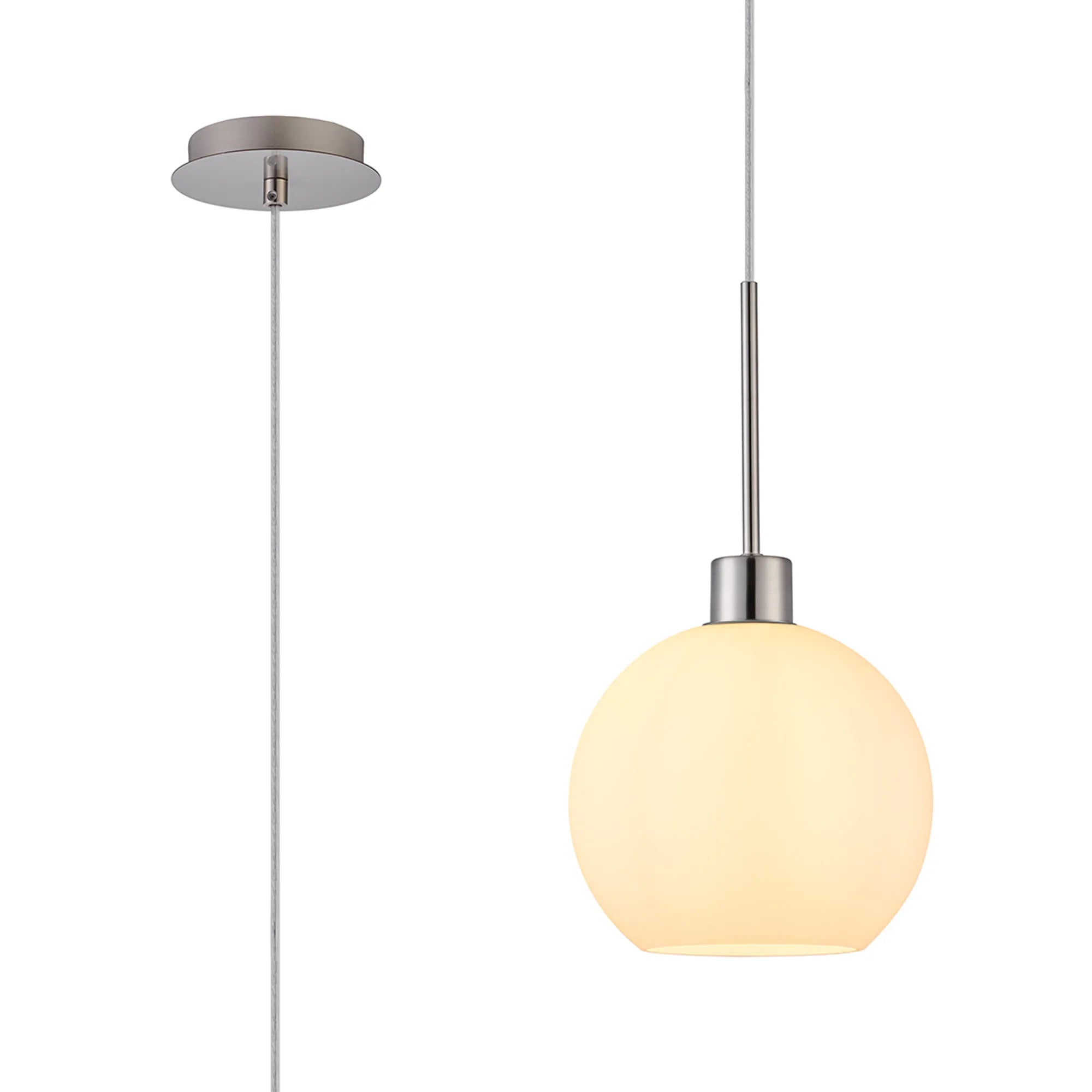 Lori 1.7m Single Pendant 1 Light Adjustable E27- Satin Nickel w Various Finishes