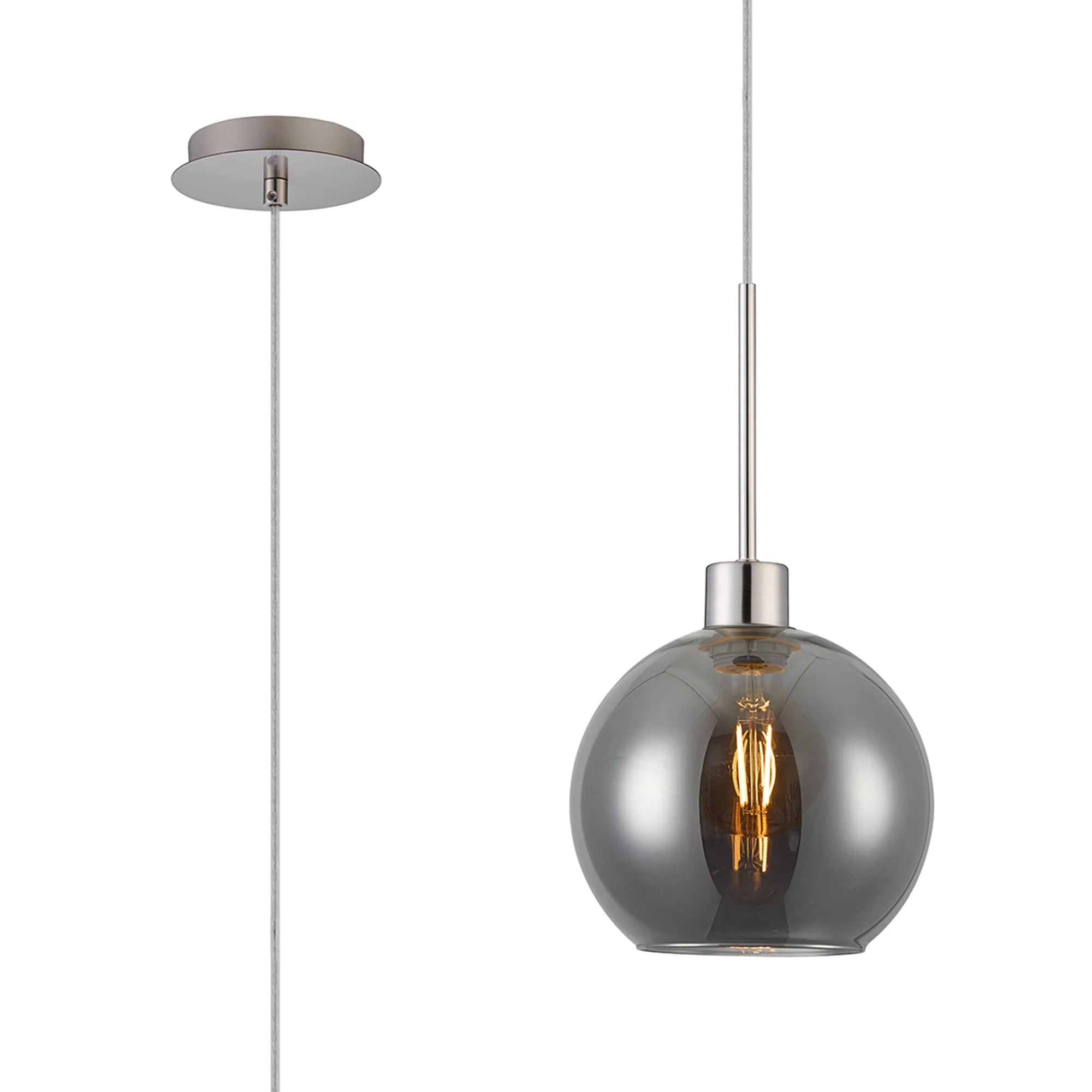 Lori 1.7m Single Pendant 1 Light Adjustable E27- Satin Nickel w Various Finishes
