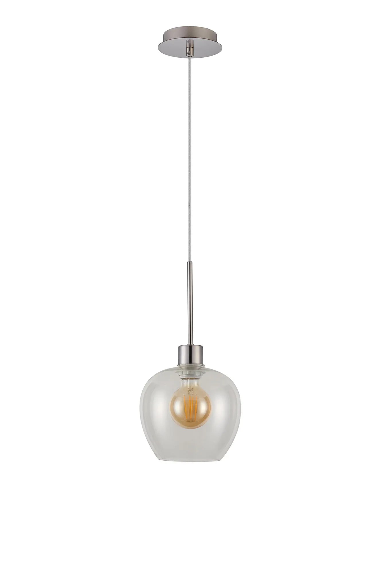 Lori 1.7m Single Pendant 1 Light Adjustable E27- Satin Nickel w Various Finishes