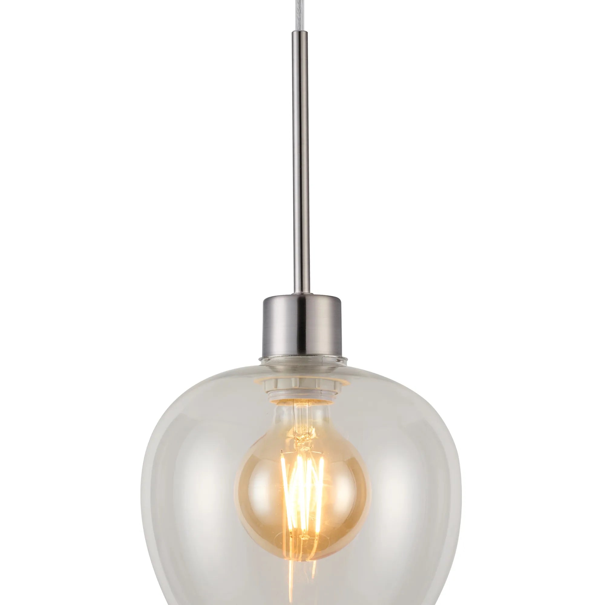Lori 1.7m Single Pendant 1 Light Adjustable E27- Satin Nickel w Various Finishes
