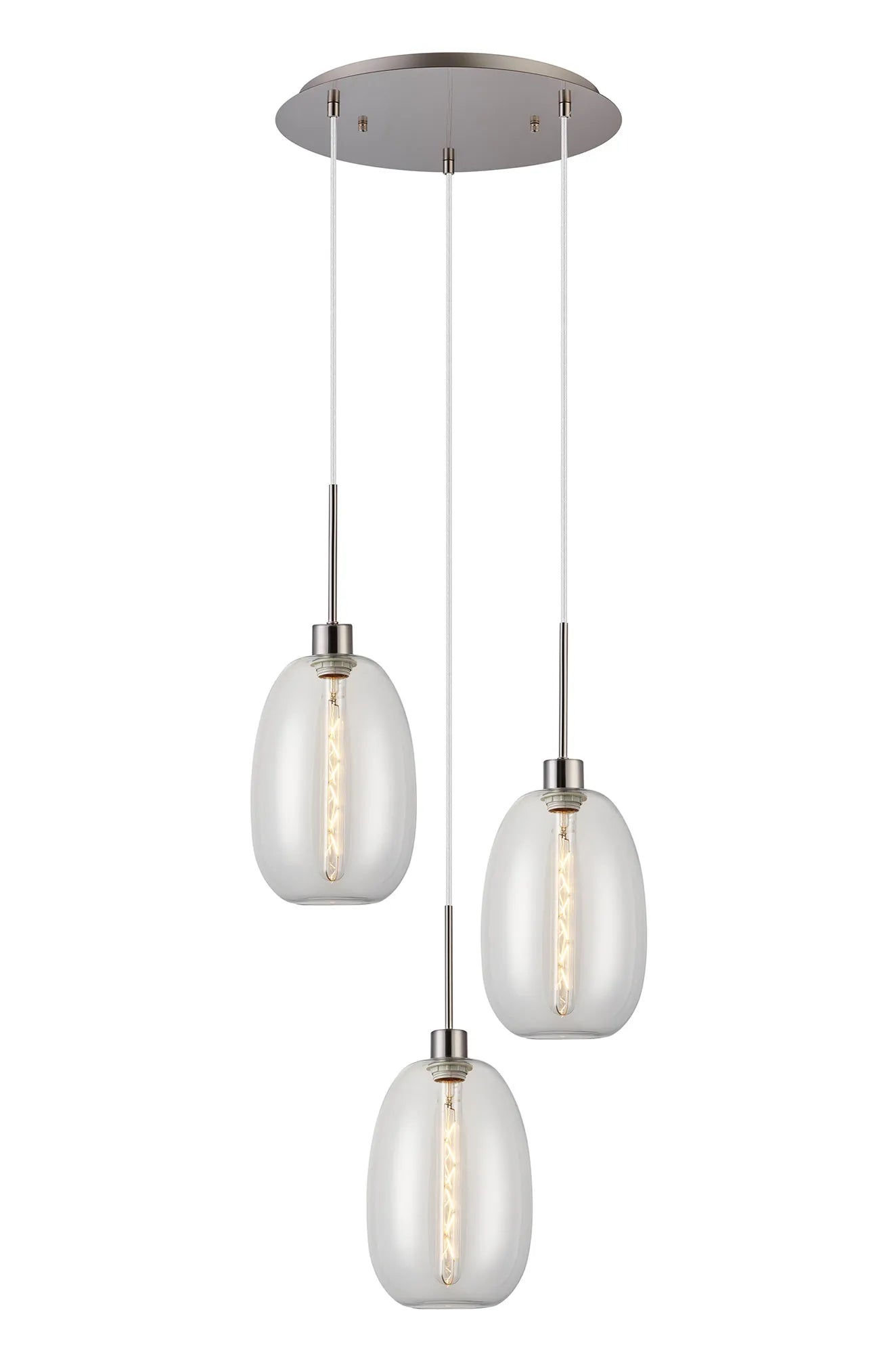 Lori 3Lt Cluster Pendant - Satin Nickel w Various Glass Finishes