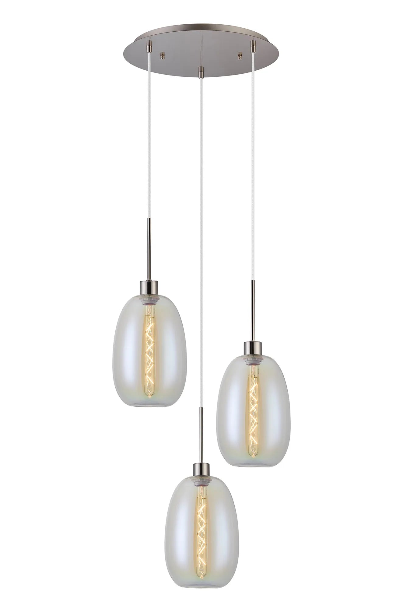 Lori 3Lt Cluster Pendant - Satin Nickel w Various Glass Finishes