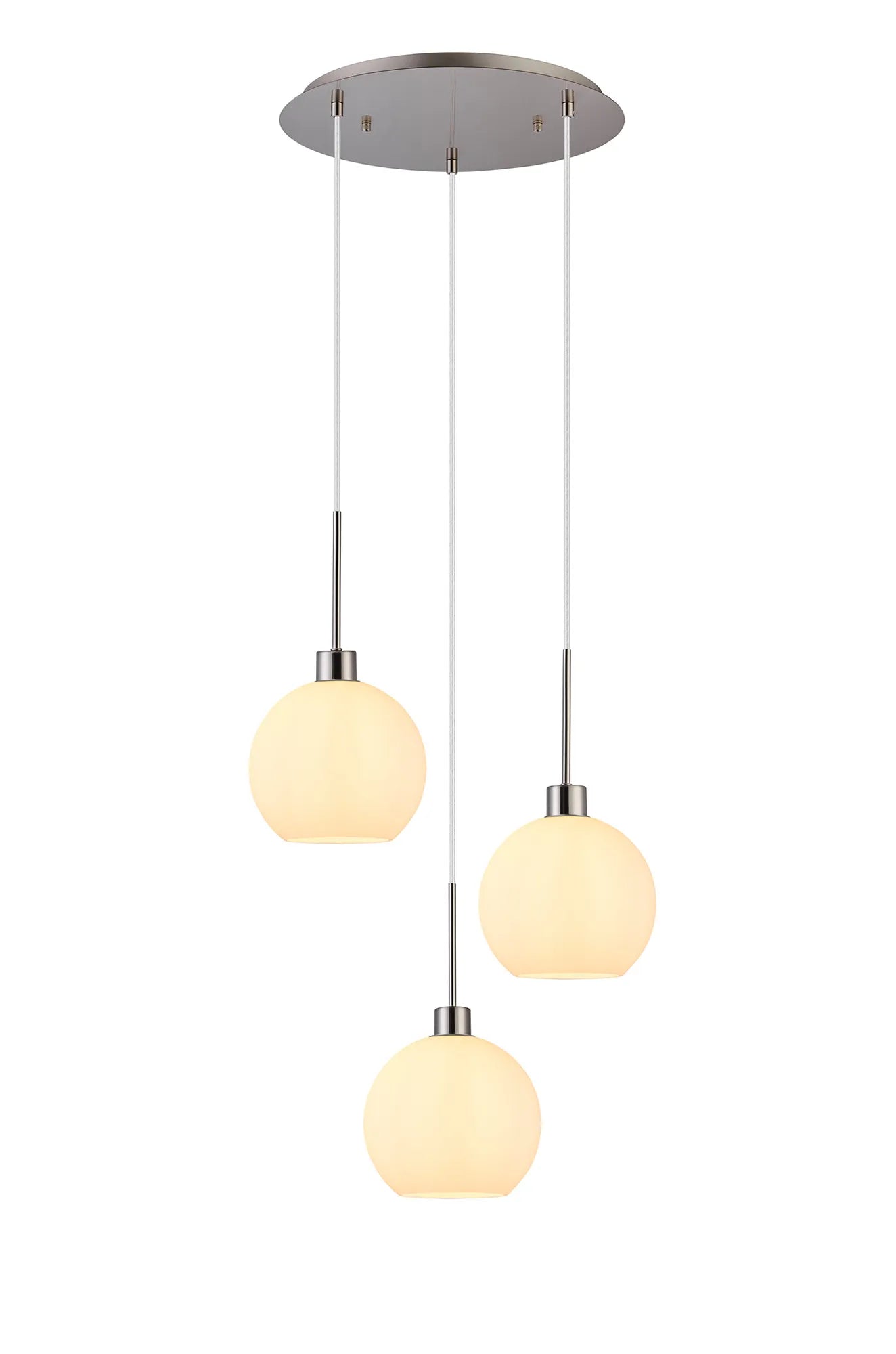 Lori 3Lt Cluster Pendant - Satin Nickel w Various Glass Finishes