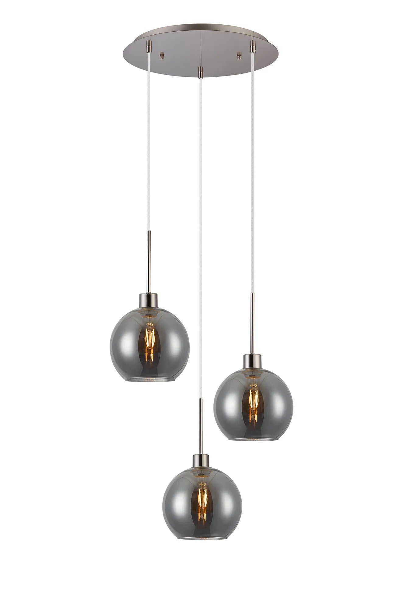 Lori 3Lt Cluster Pendant - Satin Nickel w Various Glass Finishes