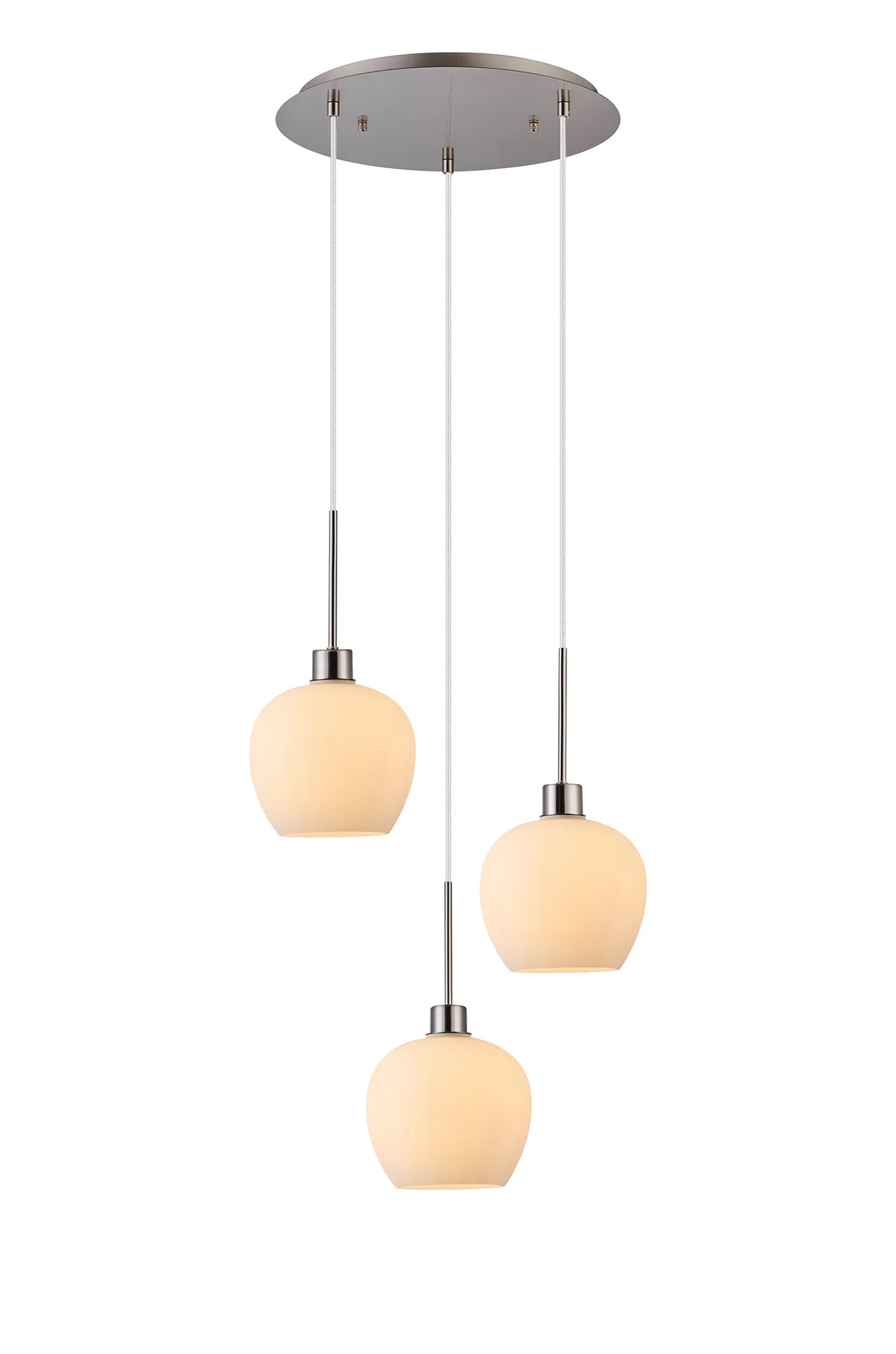 Lori 3Lt Cluster Pendant - Satin Nickel w Various Glass Finishes