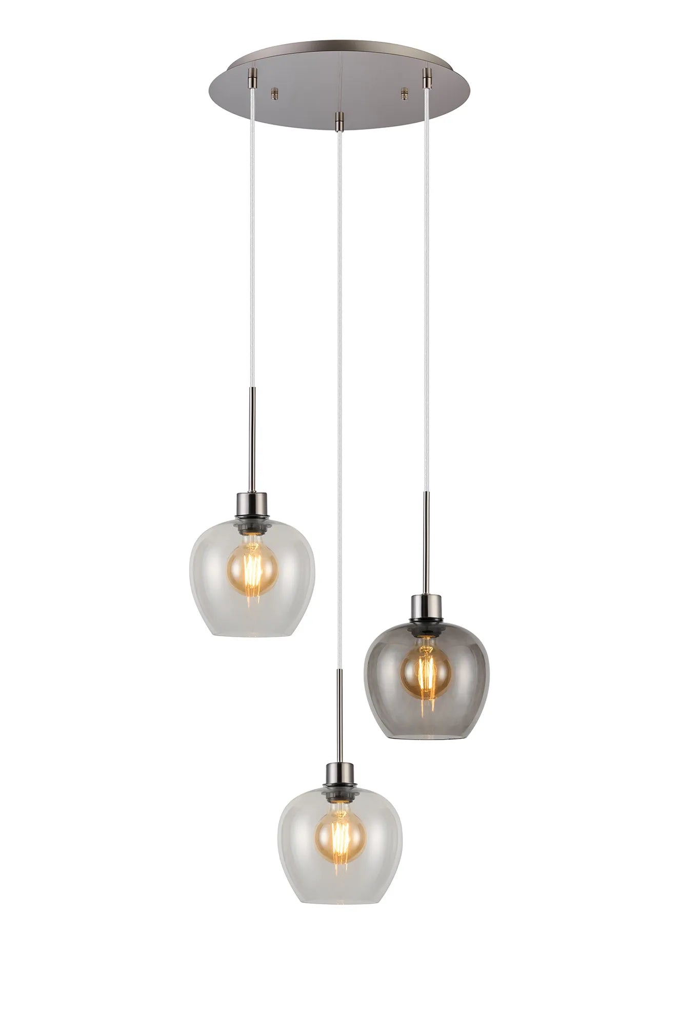 Lori 3Lt Cluster Pendant -Antique Gold w Various Glass Finishes