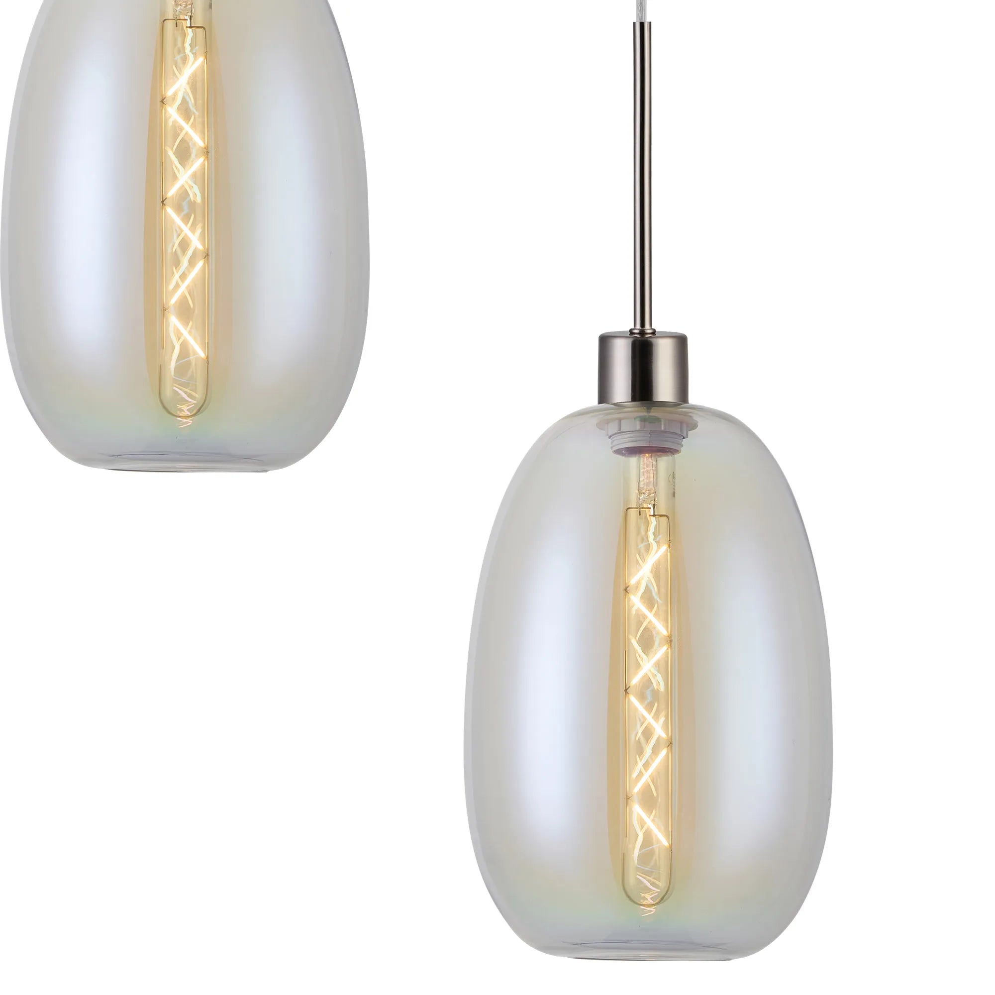 Lori 5 Light Cluster Pendant Adjustable E27- Satin Nickel w Various Glass Finishes