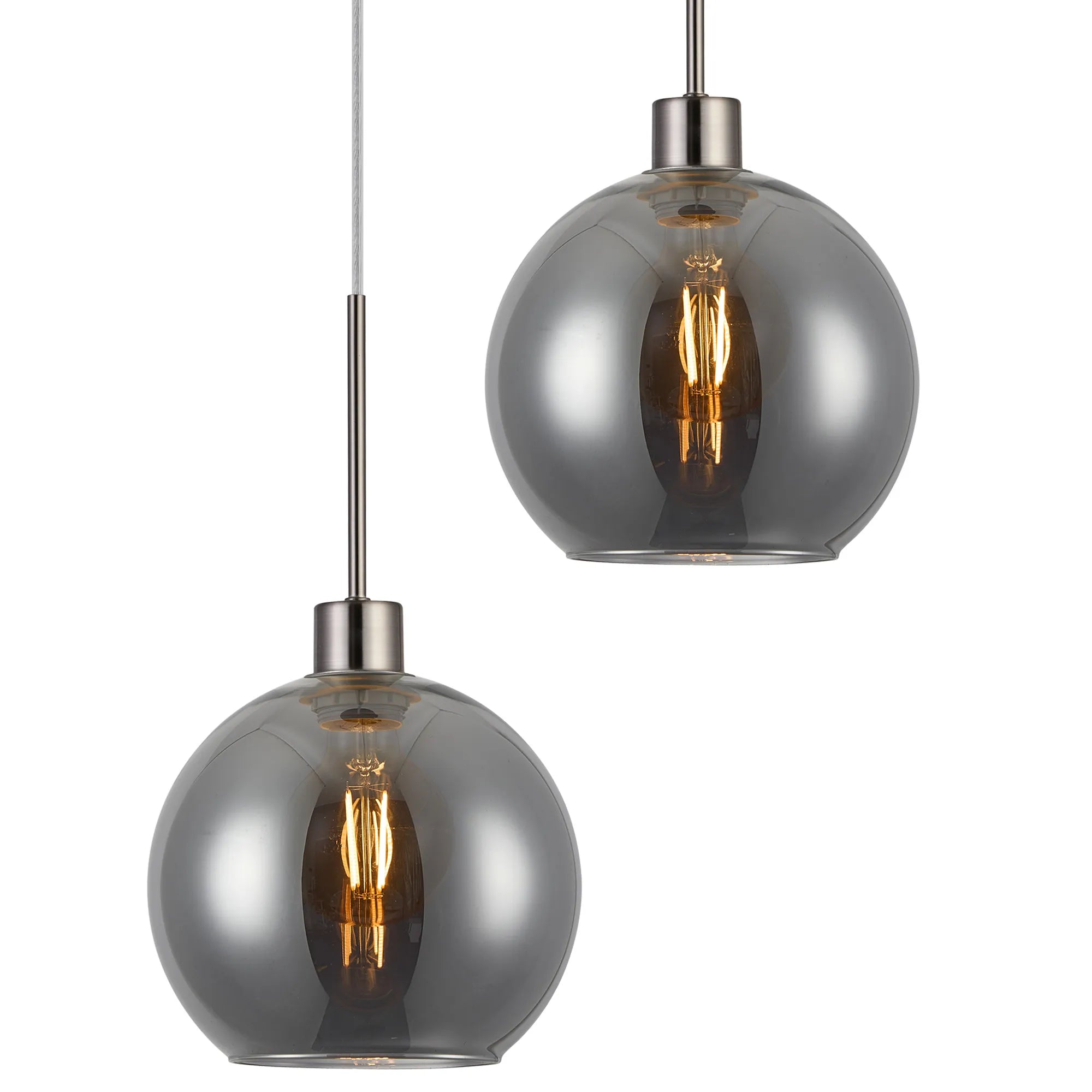 Lori 5 Light Cluster Pendant Adjustable E27- Satin Nickel w Various Glass Finishes