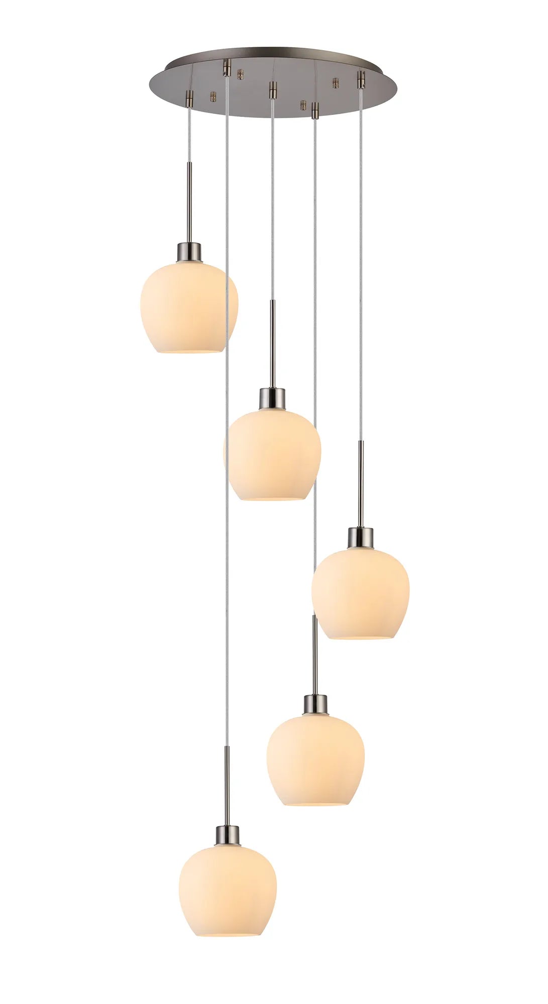Lori 5 Light Cluster Pendant Adjustable E27- Satin Nickel w Various Glass Finishes