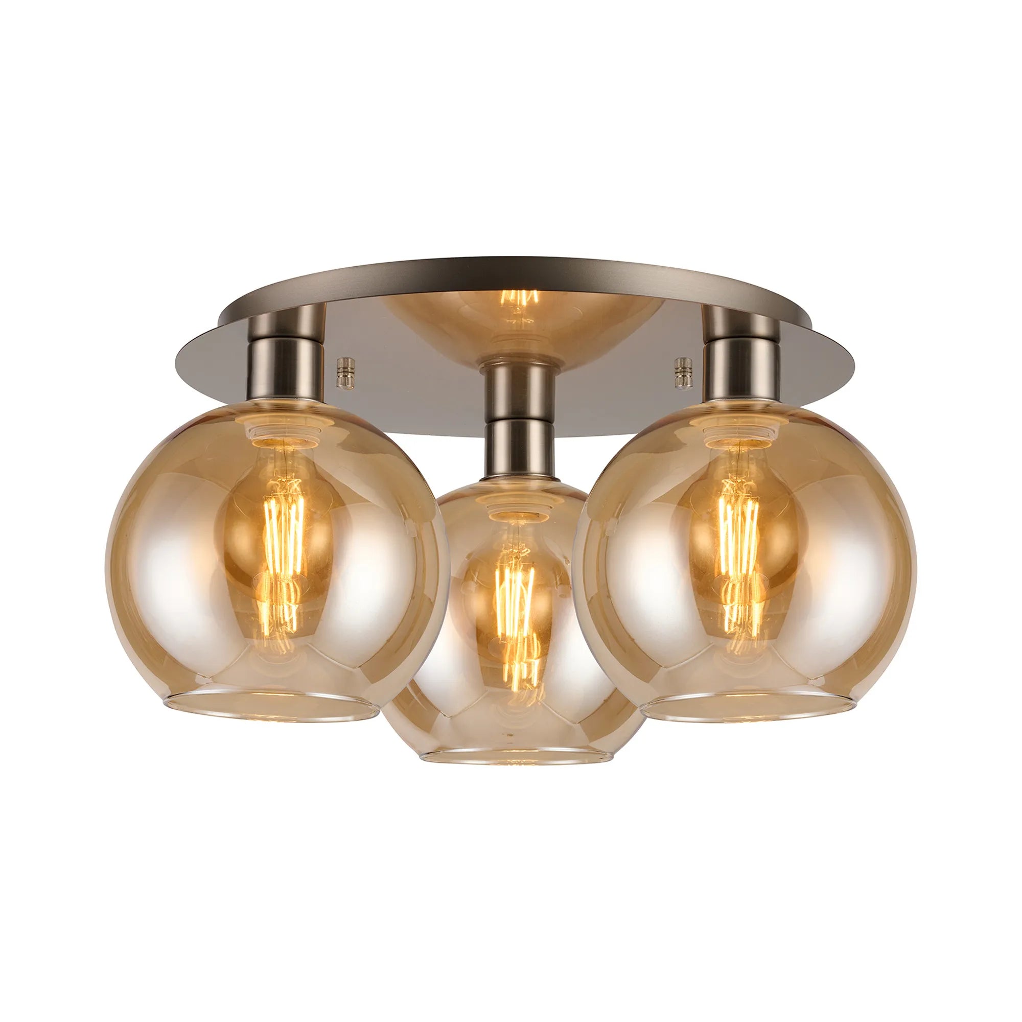 Lori 40cm 3Lt Round Ceiling Flush Light- Satin Nickel w Various Finishes