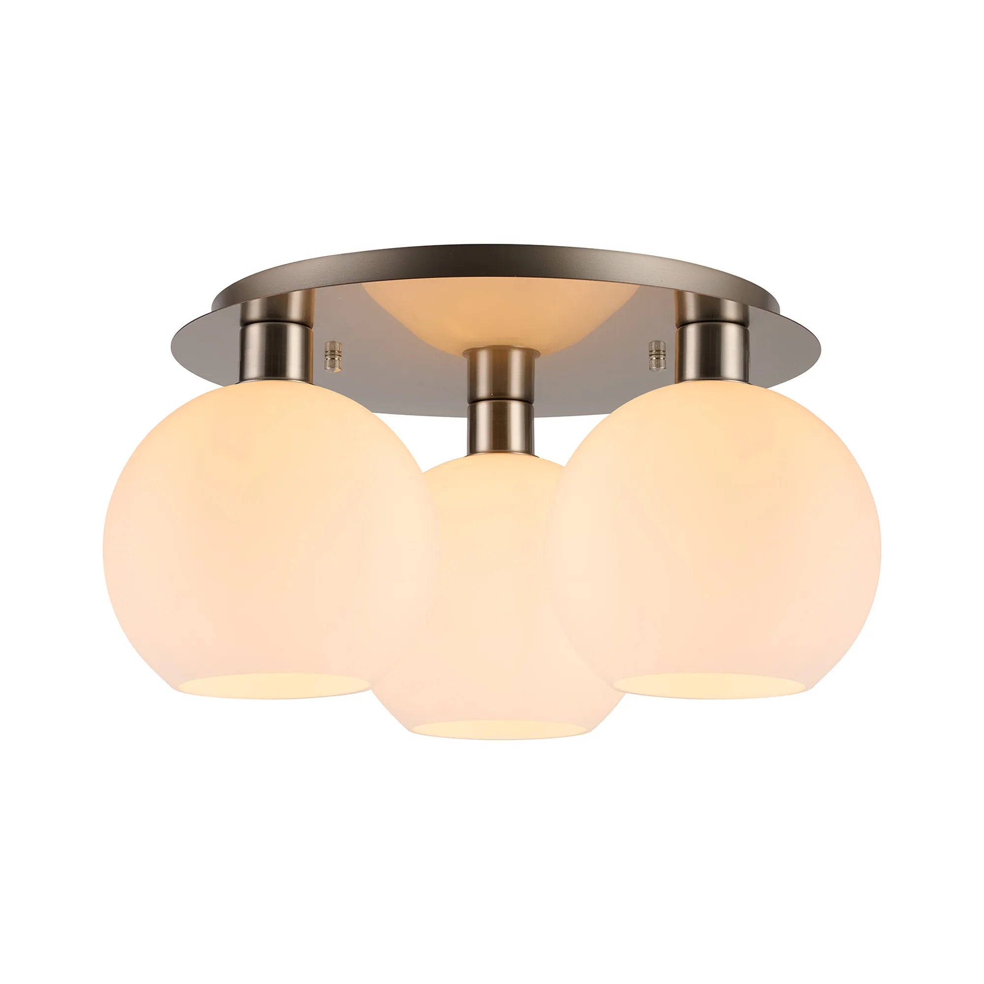 Lori 40cm 3Lt Round Ceiling Flush Light- Satin Nickel w Various Finishes