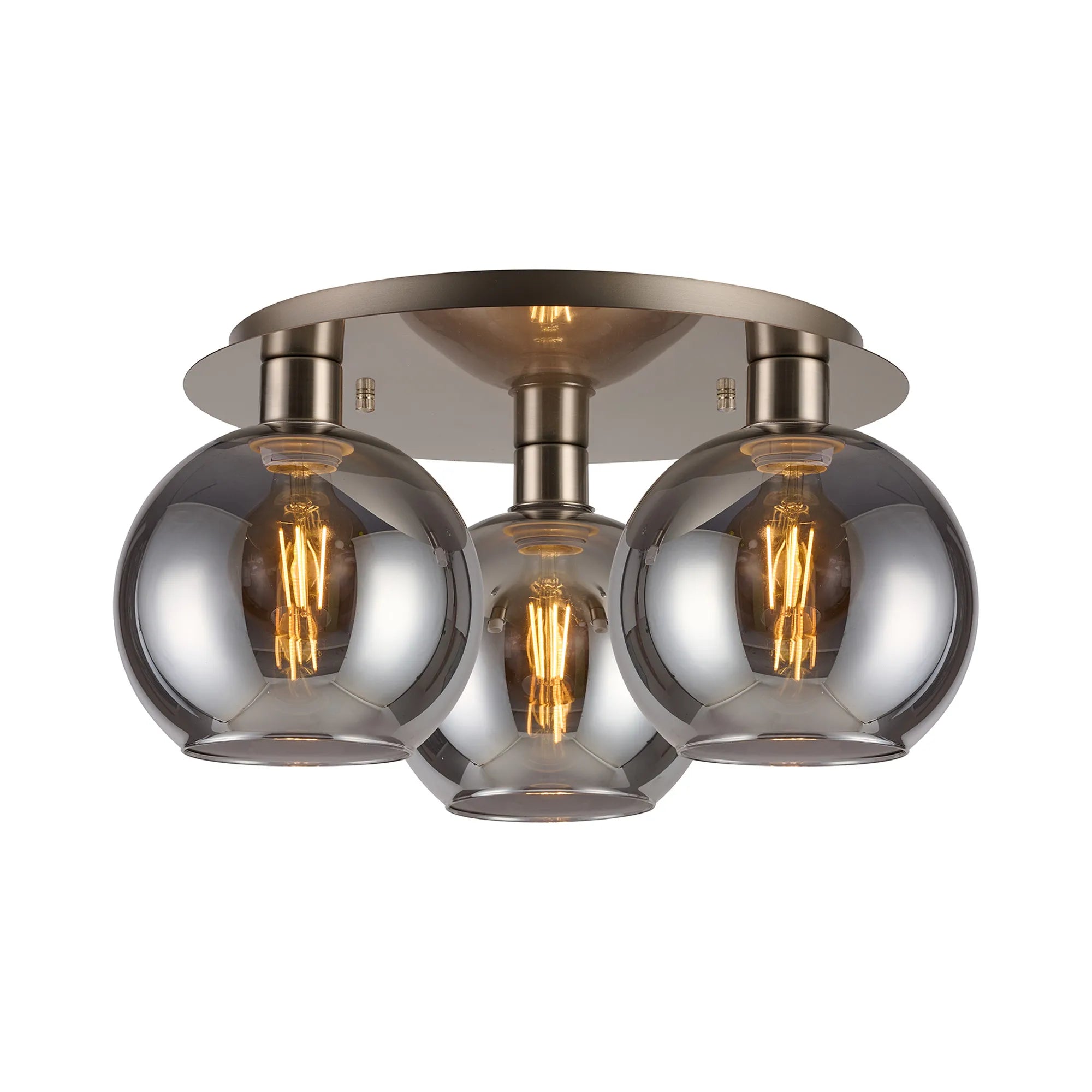 Lori 40cm 3Lt Round Ceiling Flush Light- Satin Nickel w Various Finishes