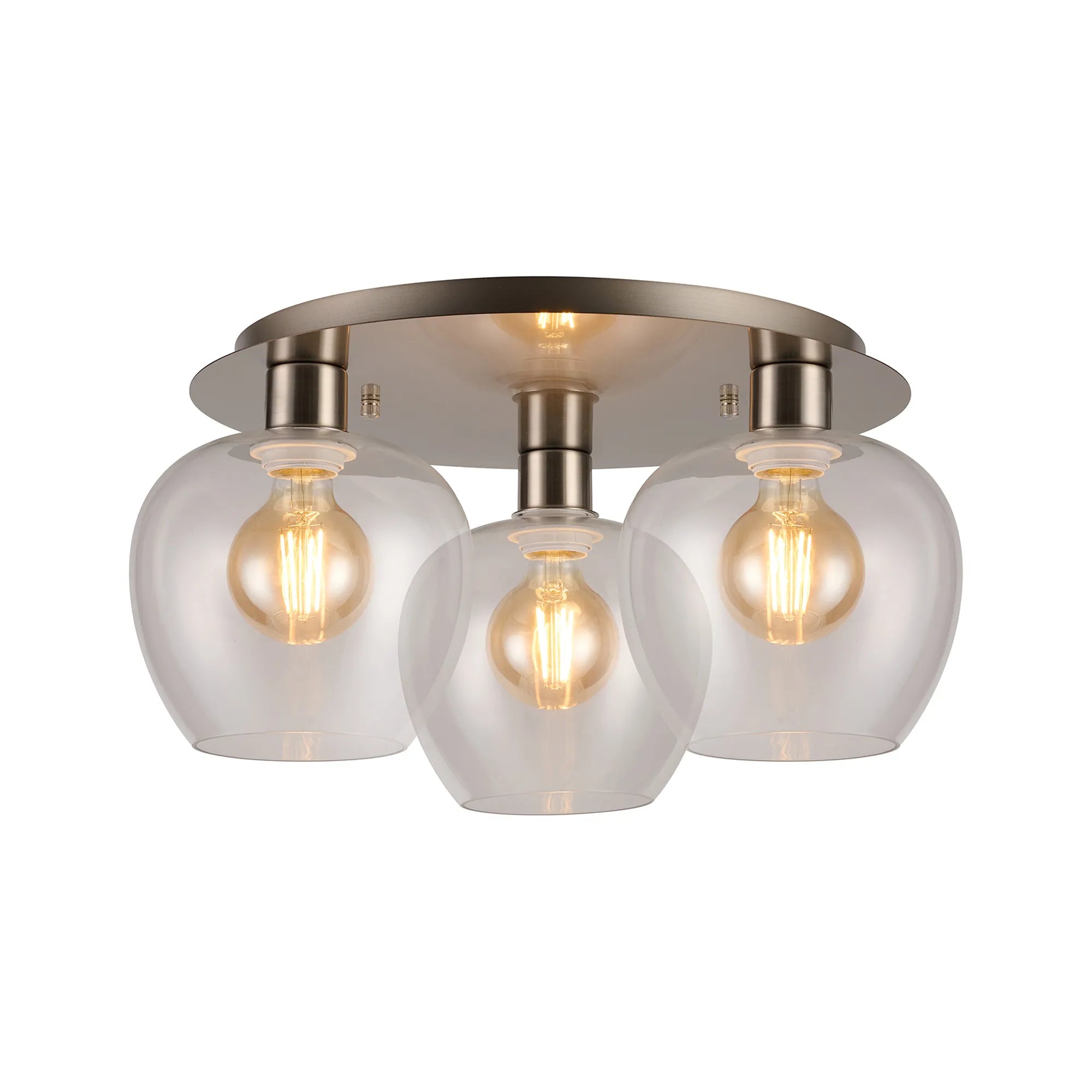 Lori 40cm 3Lt Round Ceiling Flush Light- Satin Nickel w Various Finishes