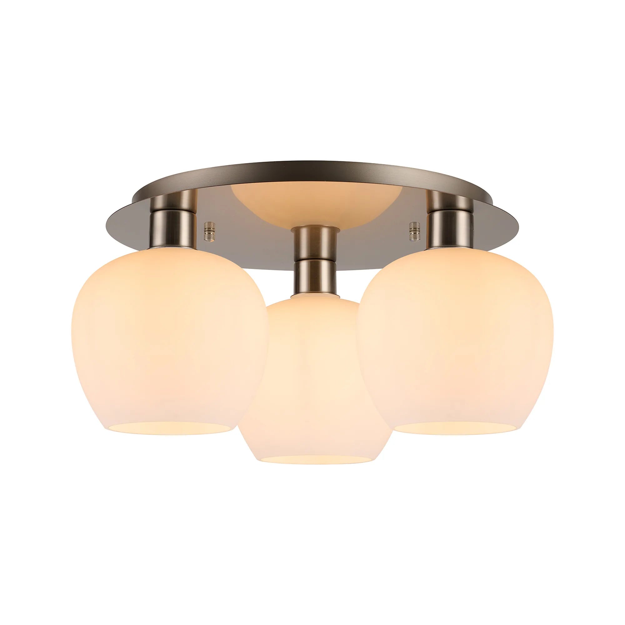 Lori 40cm 3Lt Round Ceiling Flush Light- Satin Nickel w Various Finishes