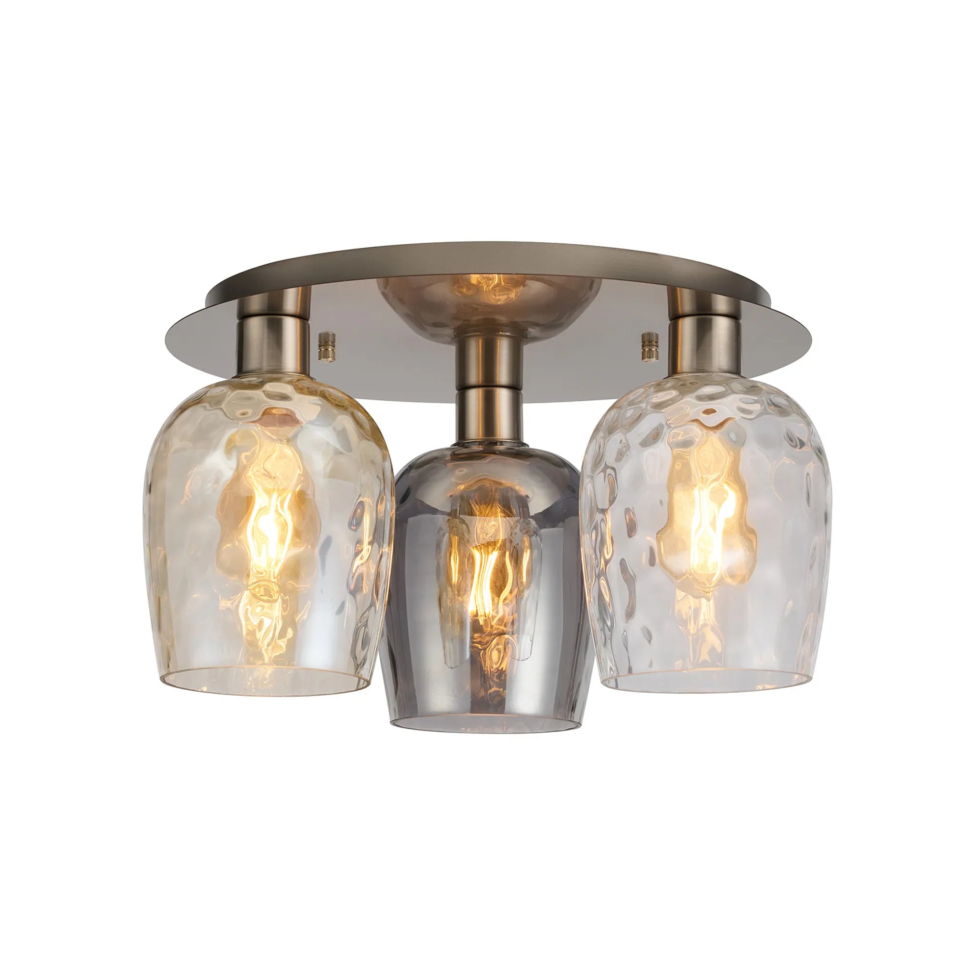 Lori 40cm 3Lt Round Ceiling Flush Light- Satin Nickel w Various Finishes