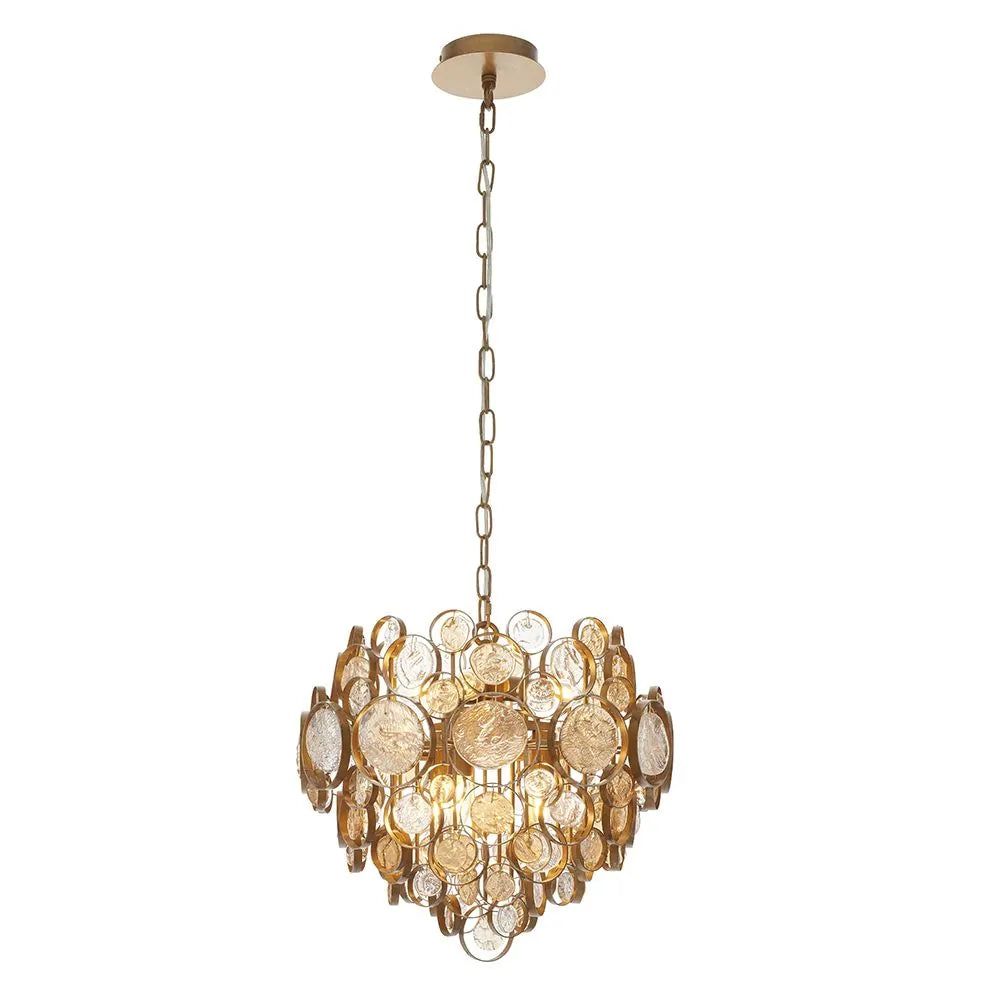 Costa  Centre Ceiling Light Sphere Frame - Antique Bronze & Clear Finish IP20